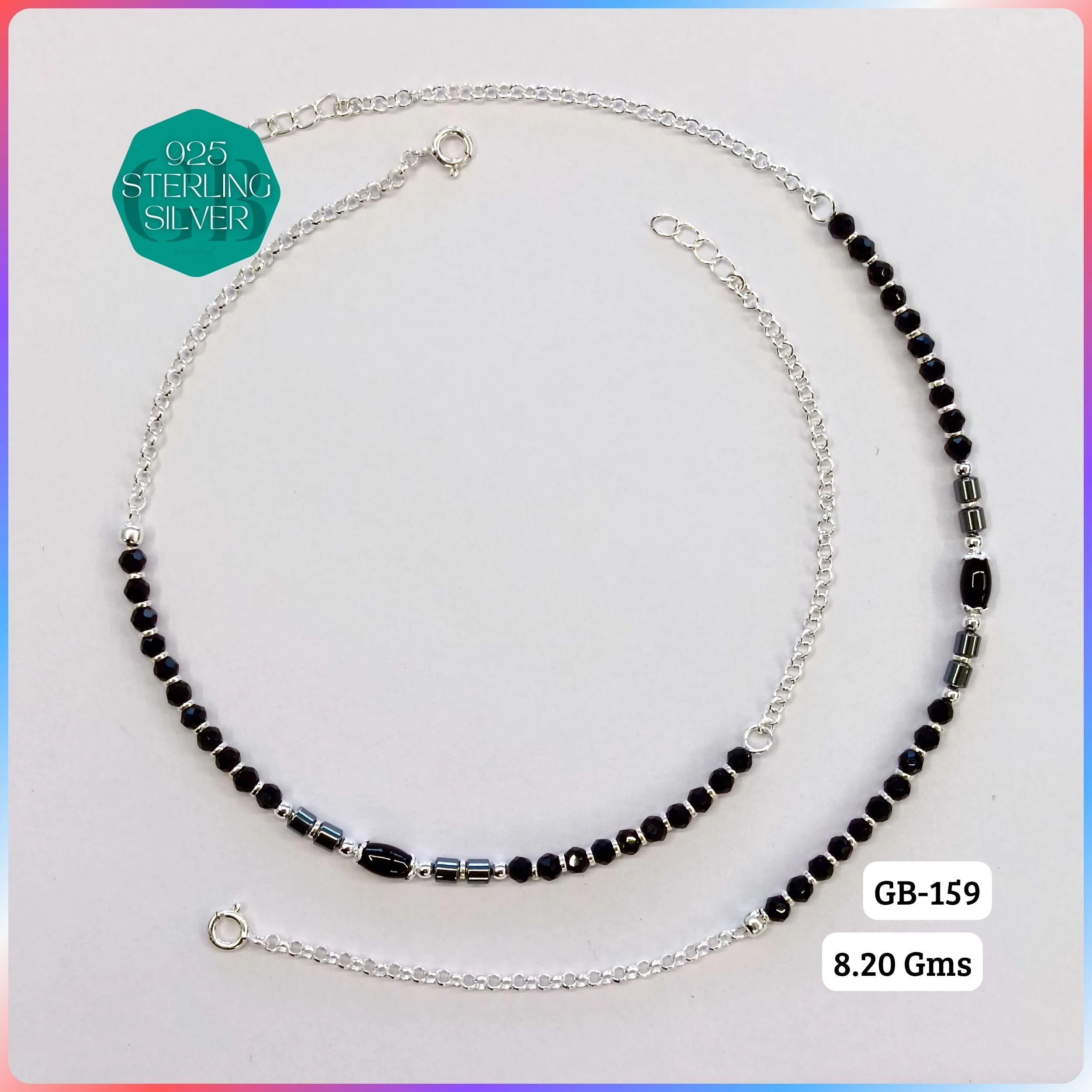 HALF LINK PREMIUM NAZARIA - Premium 925 Silver Jewellery - SKU: GB-159-018 - Hyderabad Silver Importers