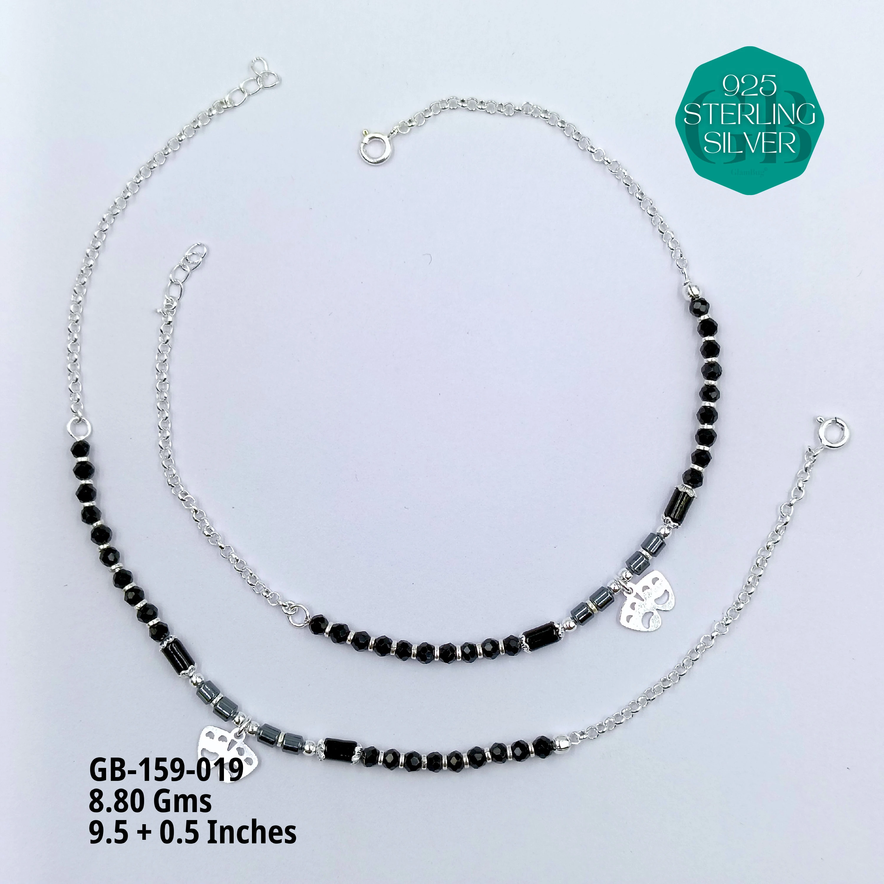 HALF LINK PREMIUM NAZARIA - Premium 925 Silver Jewellery - SKU: GB-159-019 - Hyderabad Silver Importers