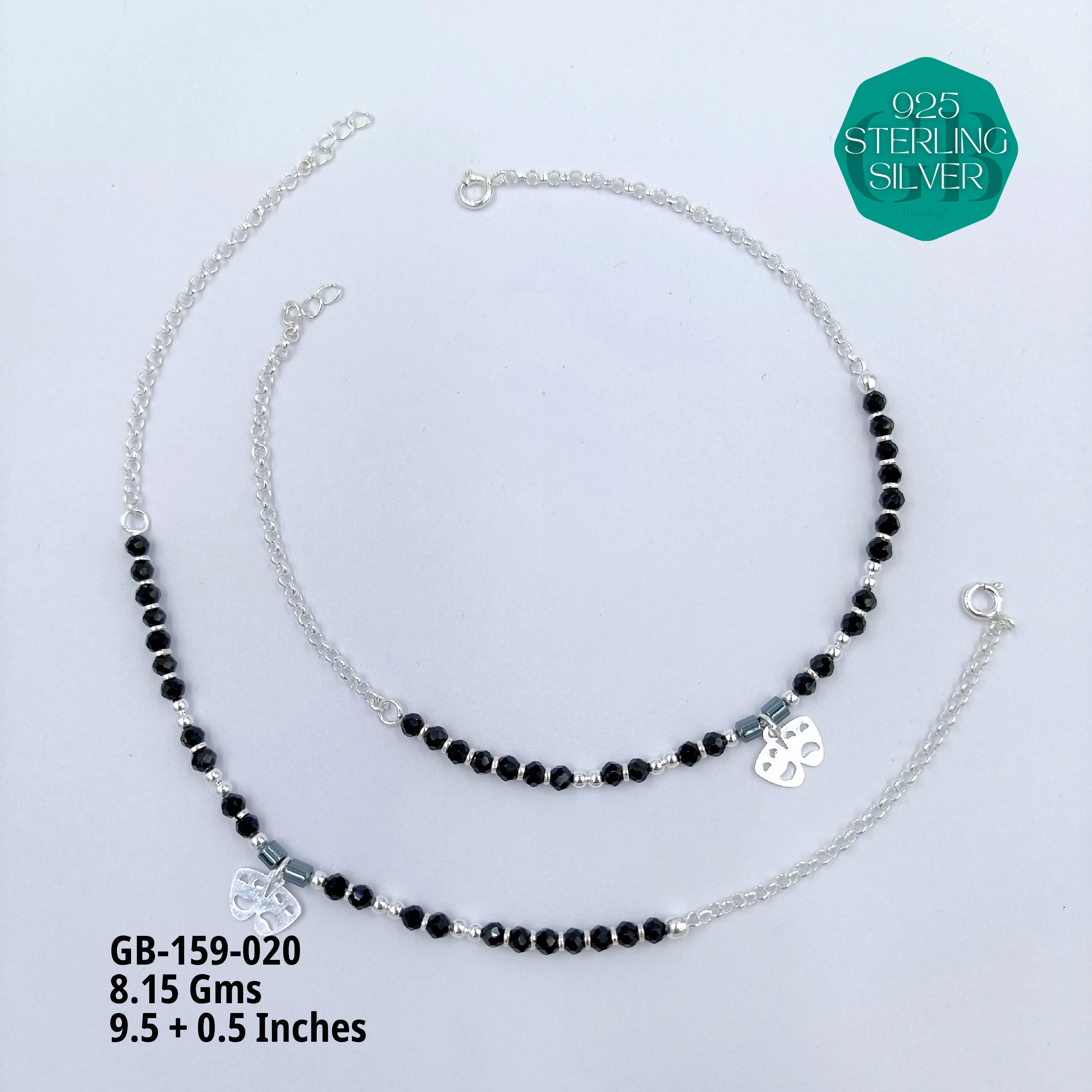 HALF LINK PREMIUM NAZARIA - Premium 925 Silver Jewellery - SKU: GB-159-020 - Hyderabad Silver Importers