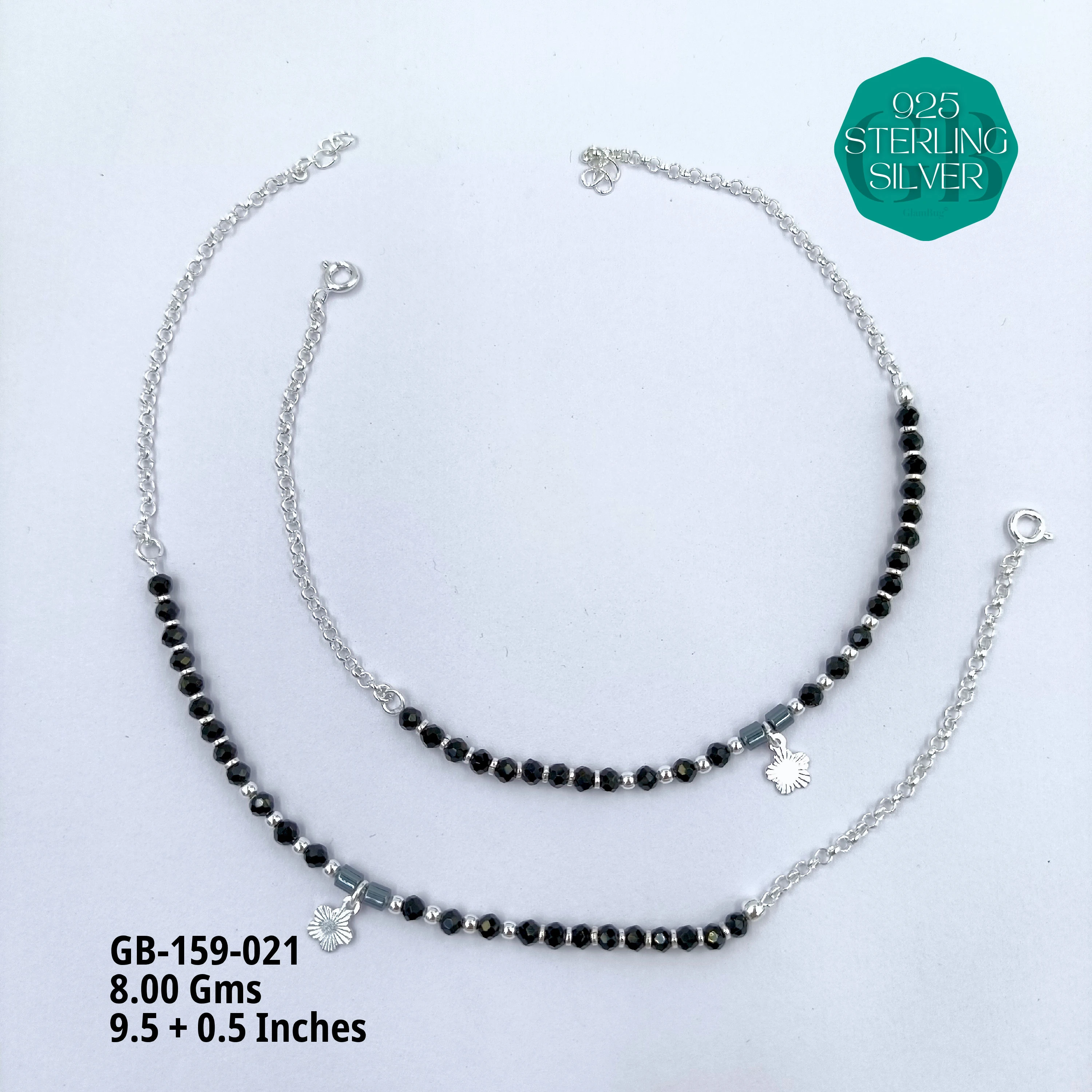 HALF LINK PREMIUM NAZARIA - Premium 925 Silver Jewellery - SKU: GB-159-021 - Hyderabad Silver Importers