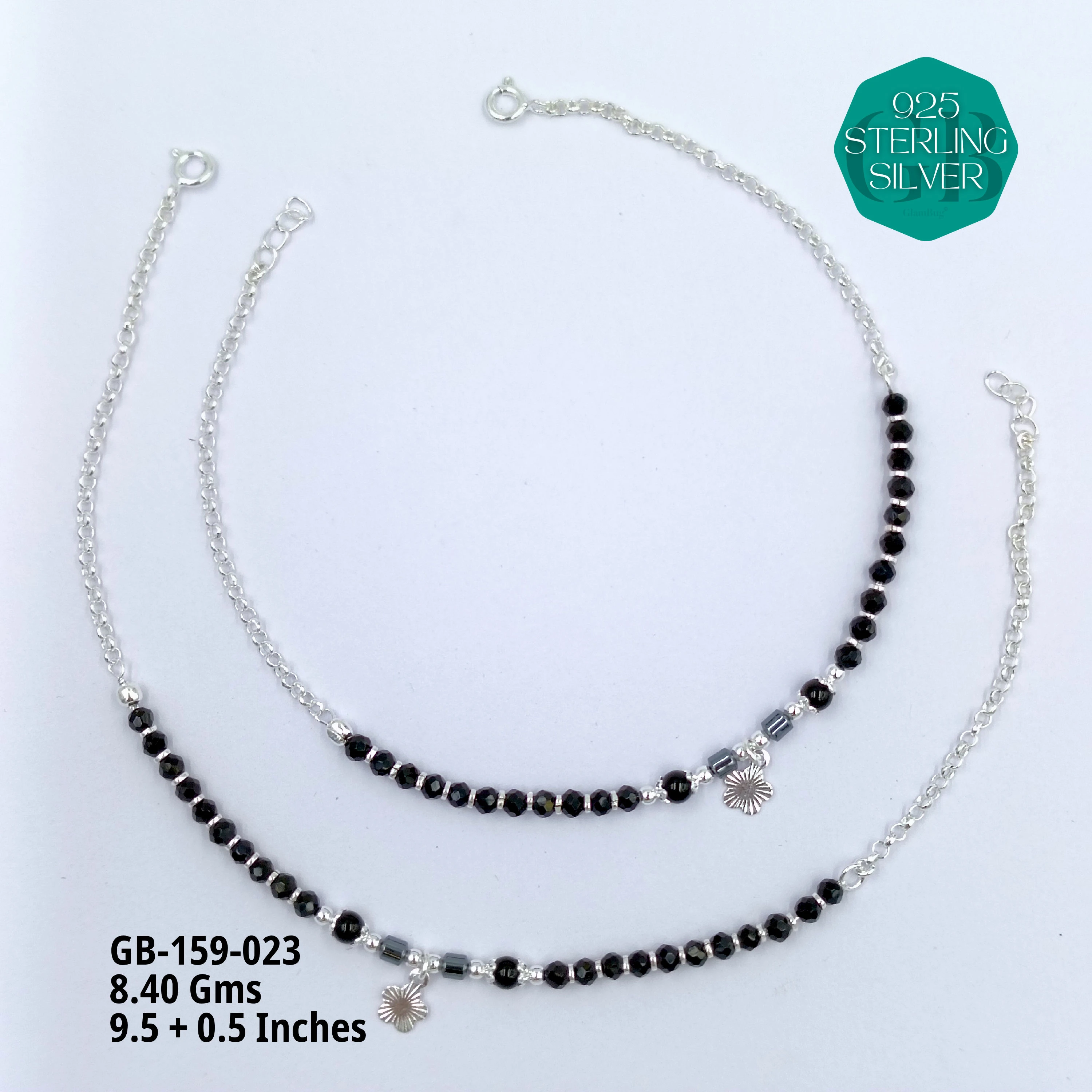 HALF LINK PREMIUM NAZARIA - Premium 925 Silver Jewellery - SKU: GB-159-023 - Hyderabad Silver Importers