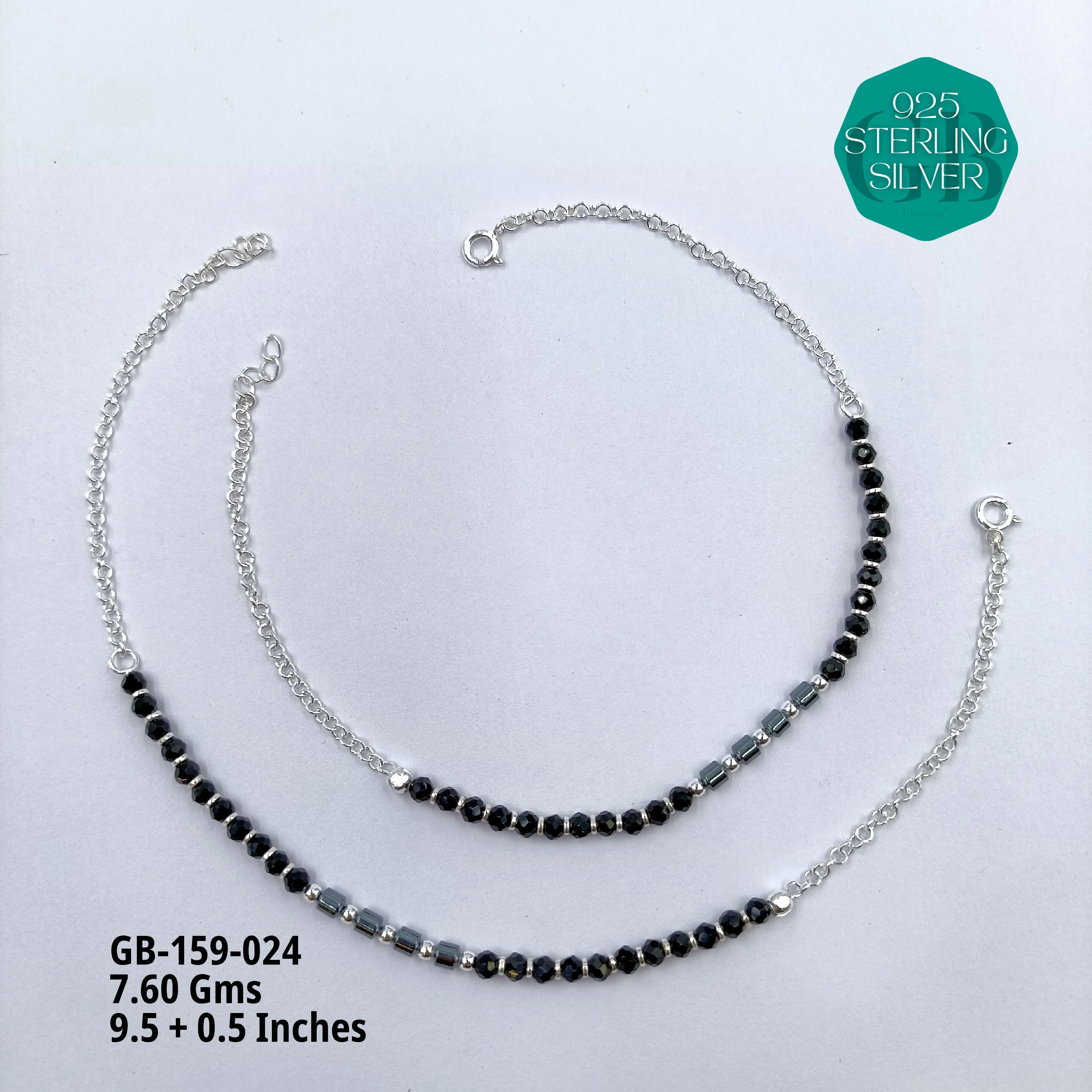 HALF LINK PREMIUM NAZARIA - Premium 925 Silver Jewellery - SKU: GB-159-024 - Hyderabad Silver Importers