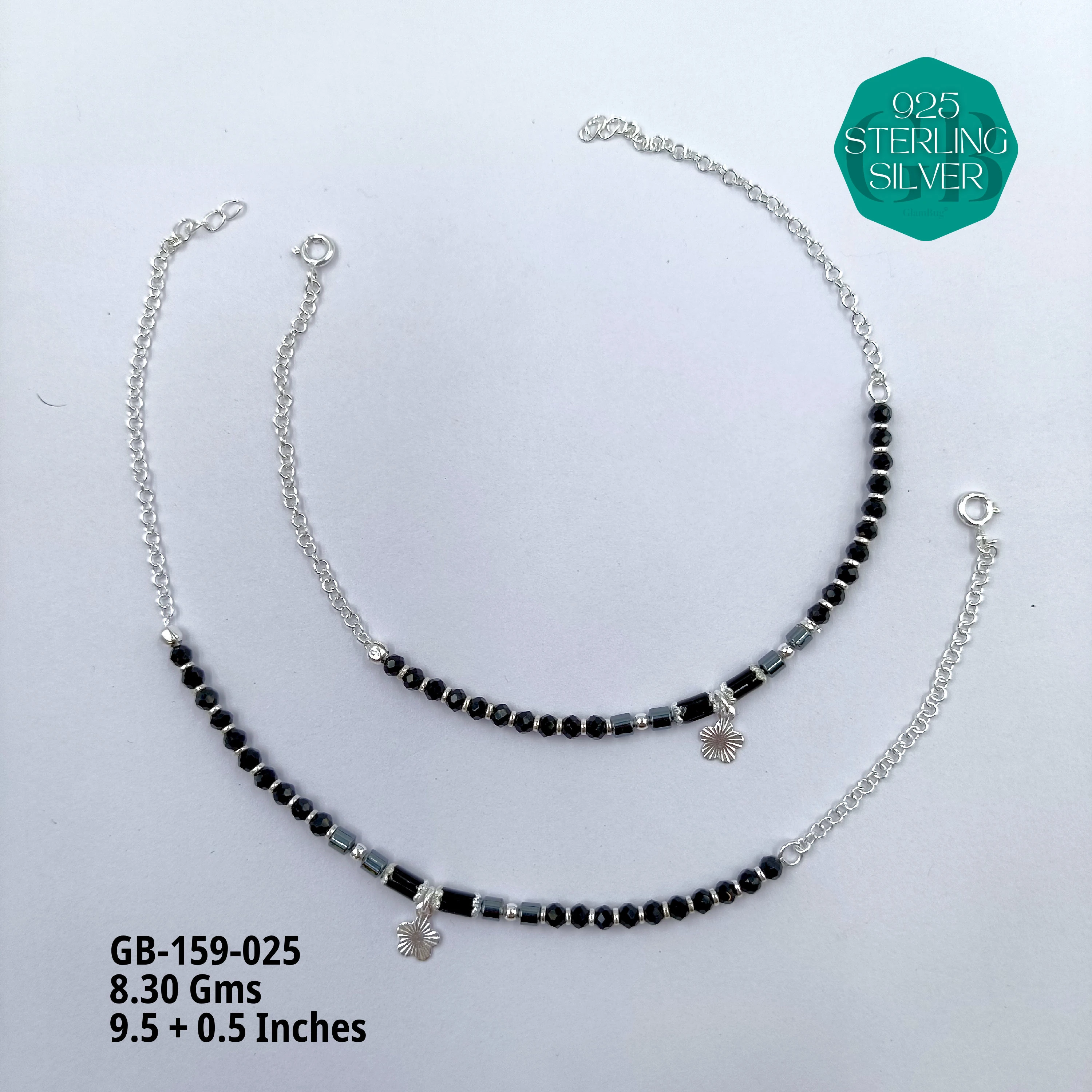 HALF LINK PREMIUM NAZARIA - Premium 925 Silver Jewellery - SKU: GB-159-025 - Hyderabad Silver Importers