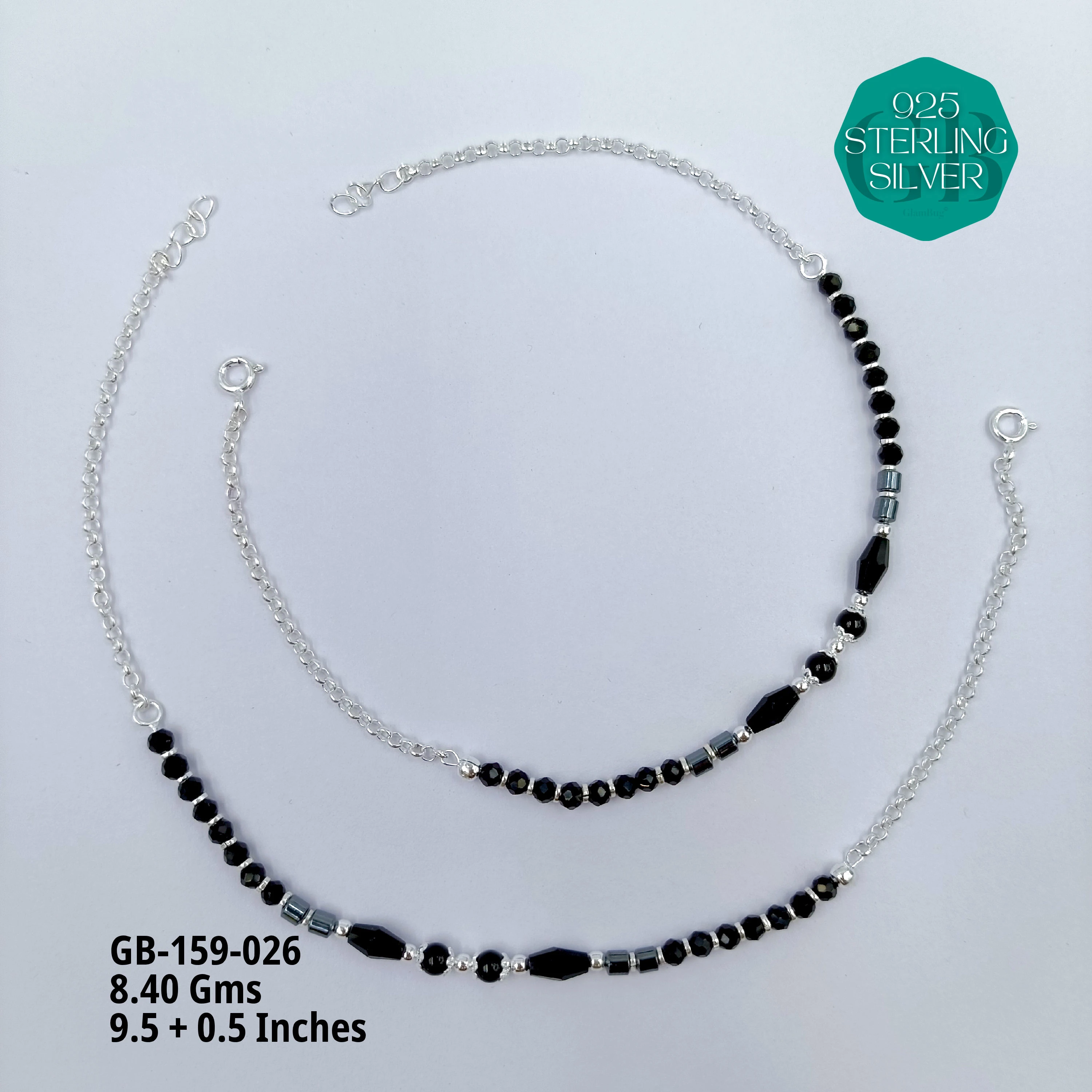 HALF LINK PREMIUM NAZARIA - Premium 925 Silver Jewellery - SKU: GB-159-026 - Hyderabad Silver Importers