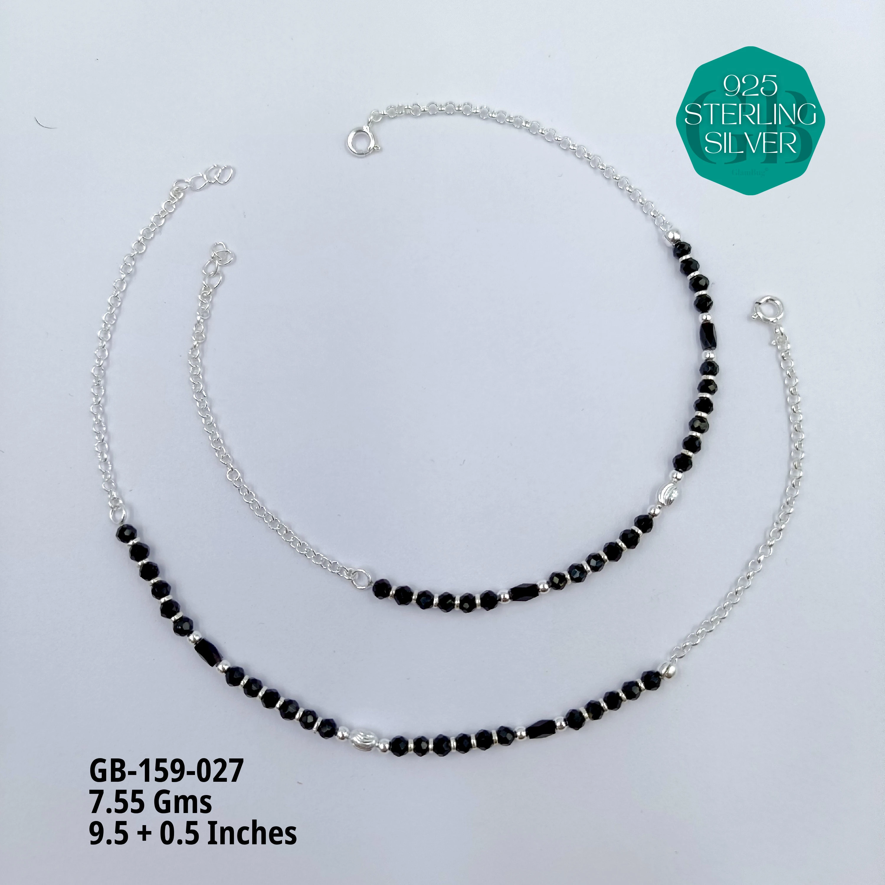 HALF LINK PREMIUM NAZARIA - Premium 925 Silver Jewellery - SKU: GB-159-027 - Hyderabad Silver Importers