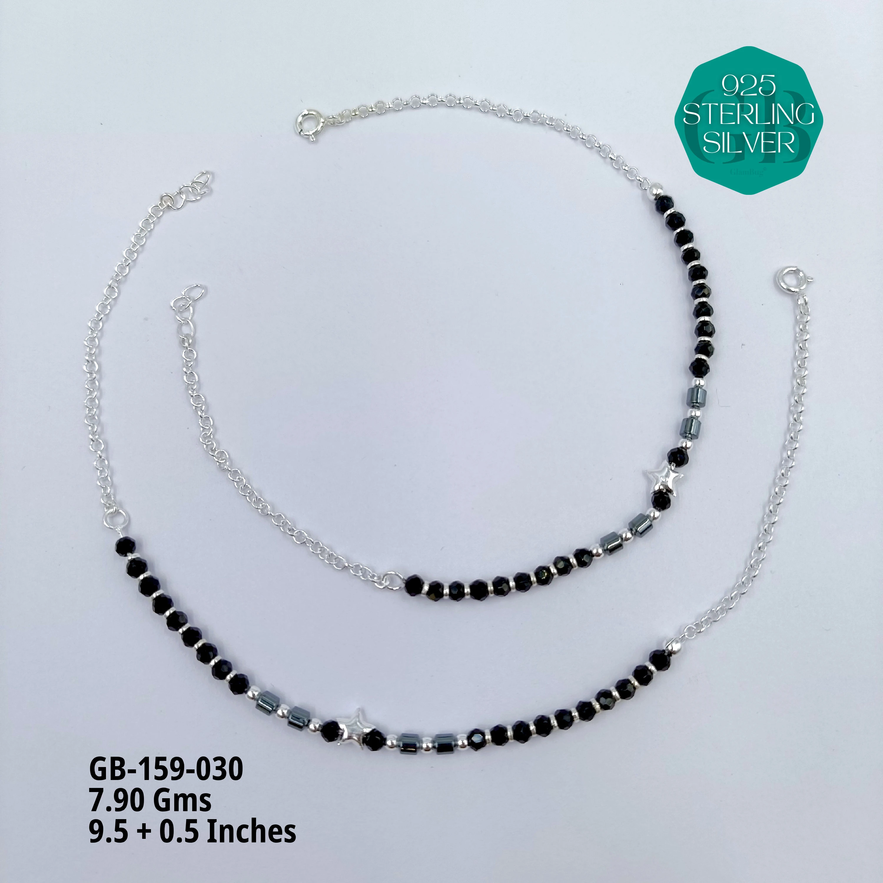 HALF LINK PREMIUM NAZARIA - Premium 925 Silver Jewellery - SKU: GB-159-030 - Hyderabad Silver Importers