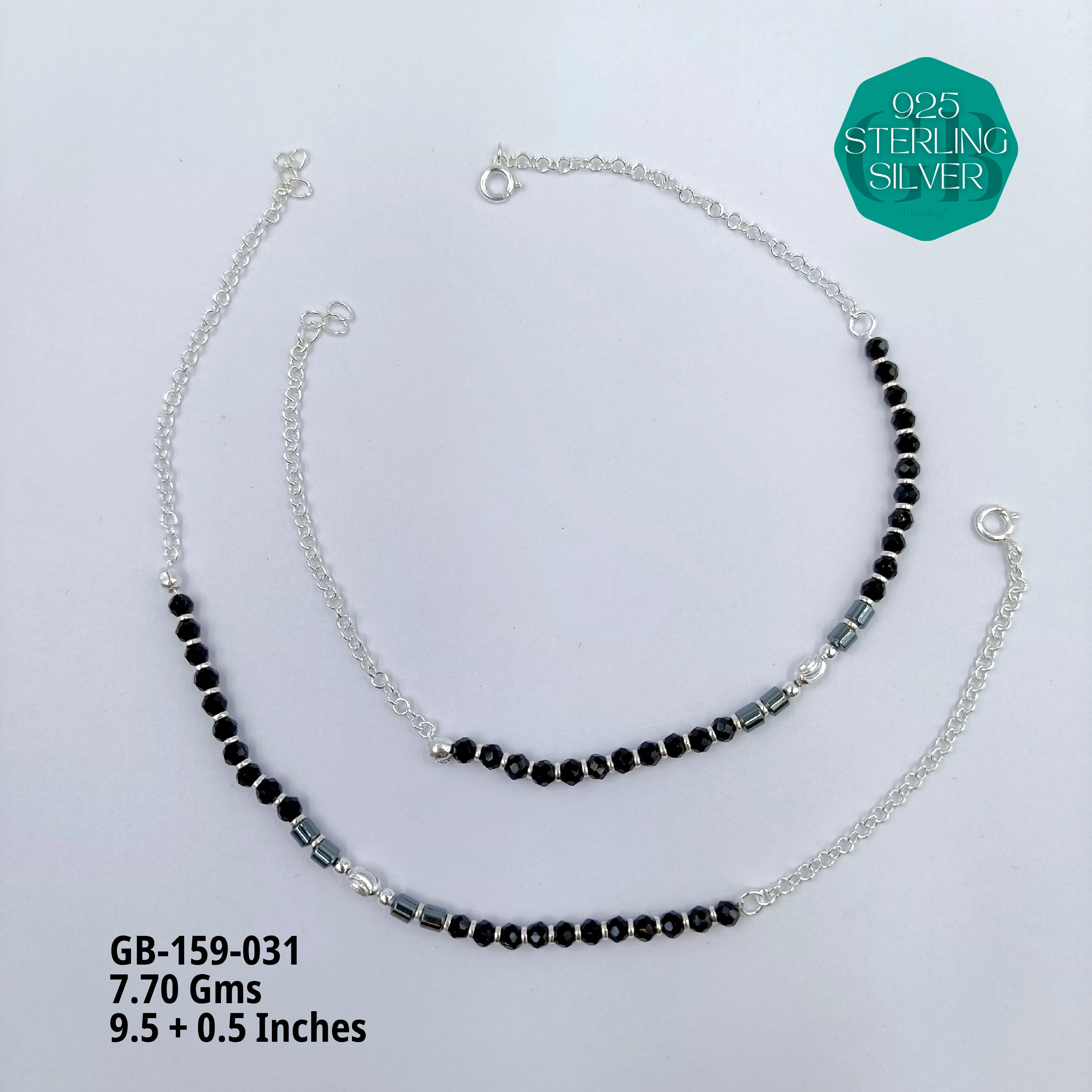 HALF LINK PREMIUM NAZARIA - Premium 925 Silver Jewellery - SKU: GB-159-031 - Hyderabad Silver Importers