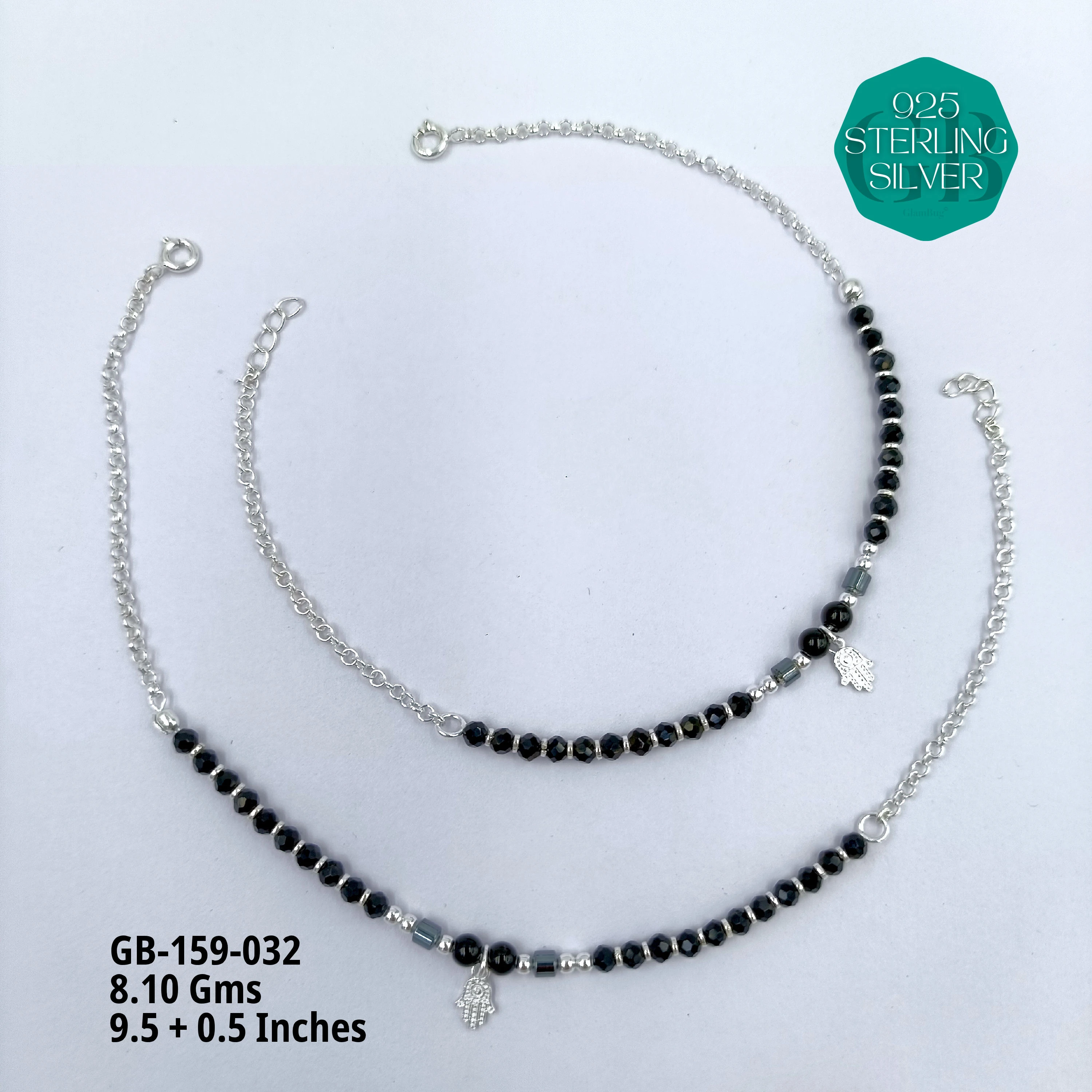 HALF LINK PREMIUM NAZARIA - Premium 925 Silver Jewellery - SKU: GB-159-032 - Hyderabad Silver Importers