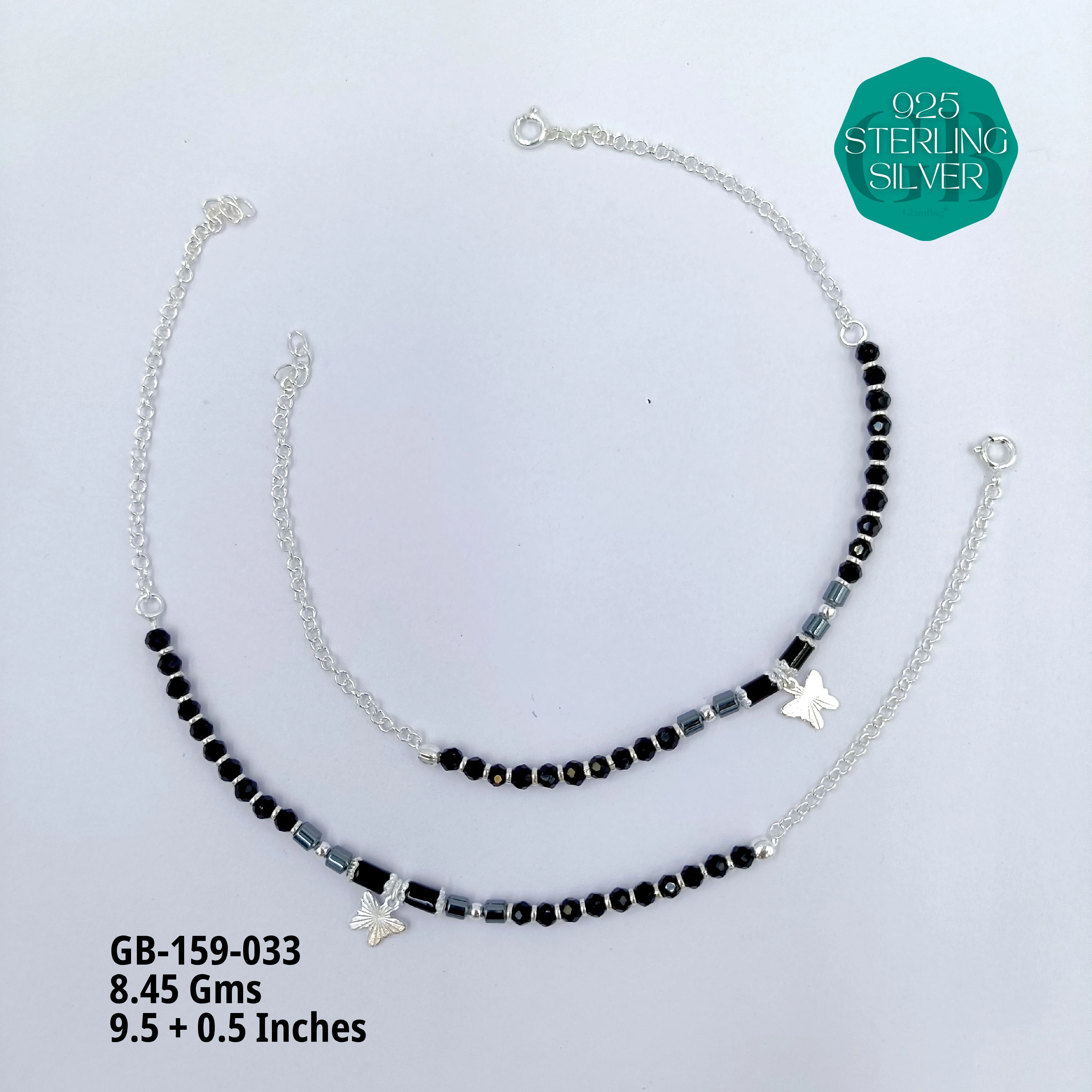 HALF LINK PREMIUM NAZARIA - Premium 925 Silver Jewellery - SKU: GB-159-033 - Hyderabad Silver Importers