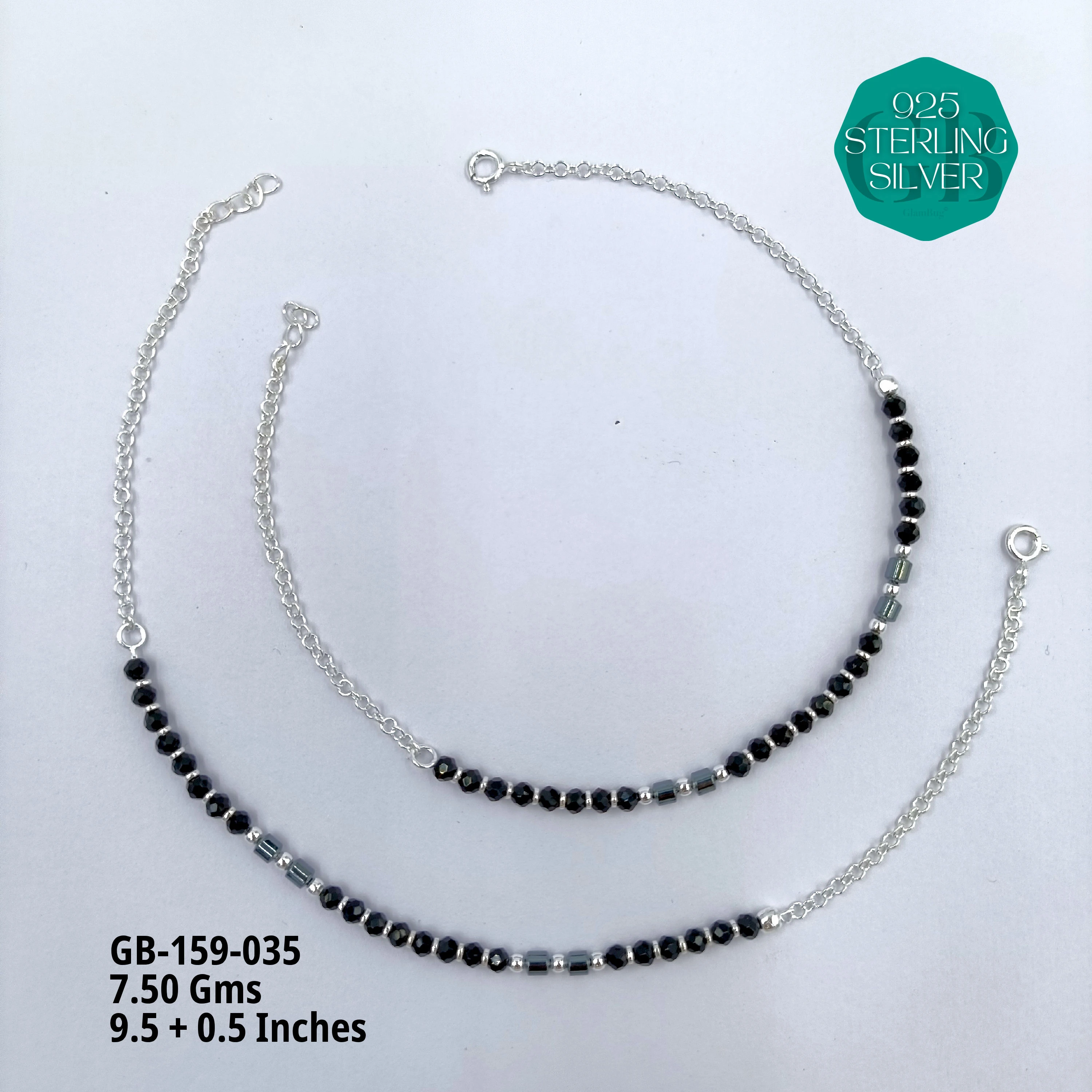 HALF LINK PREMIUM NAZARIA - Premium 925 Silver Jewellery - SKU: GB-159-035 - Hyderabad Silver Importers