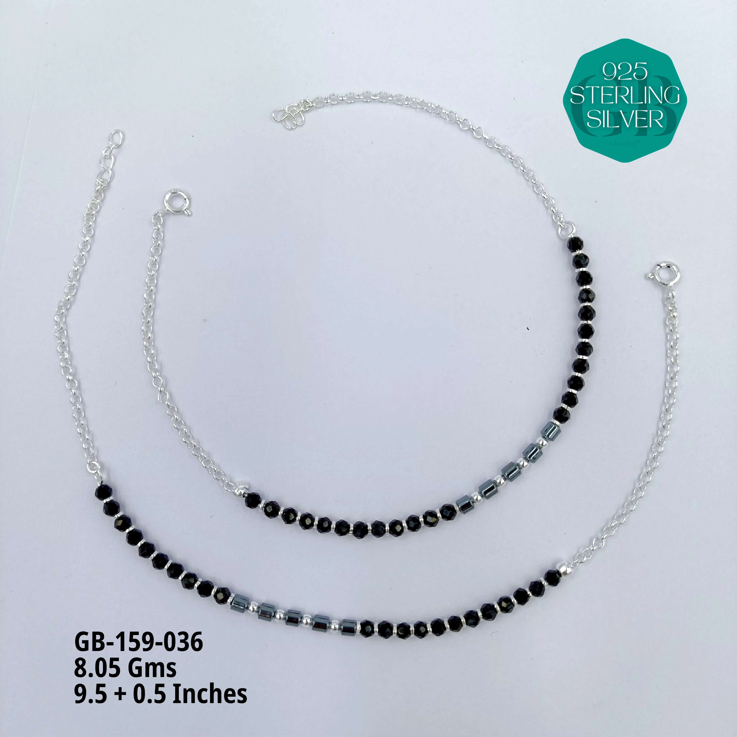 HALF LINK PREMIUM NAZARIA - Premium 925 Silver Jewellery - SKU: GB-159-036 - Hyderabad Silver Importers