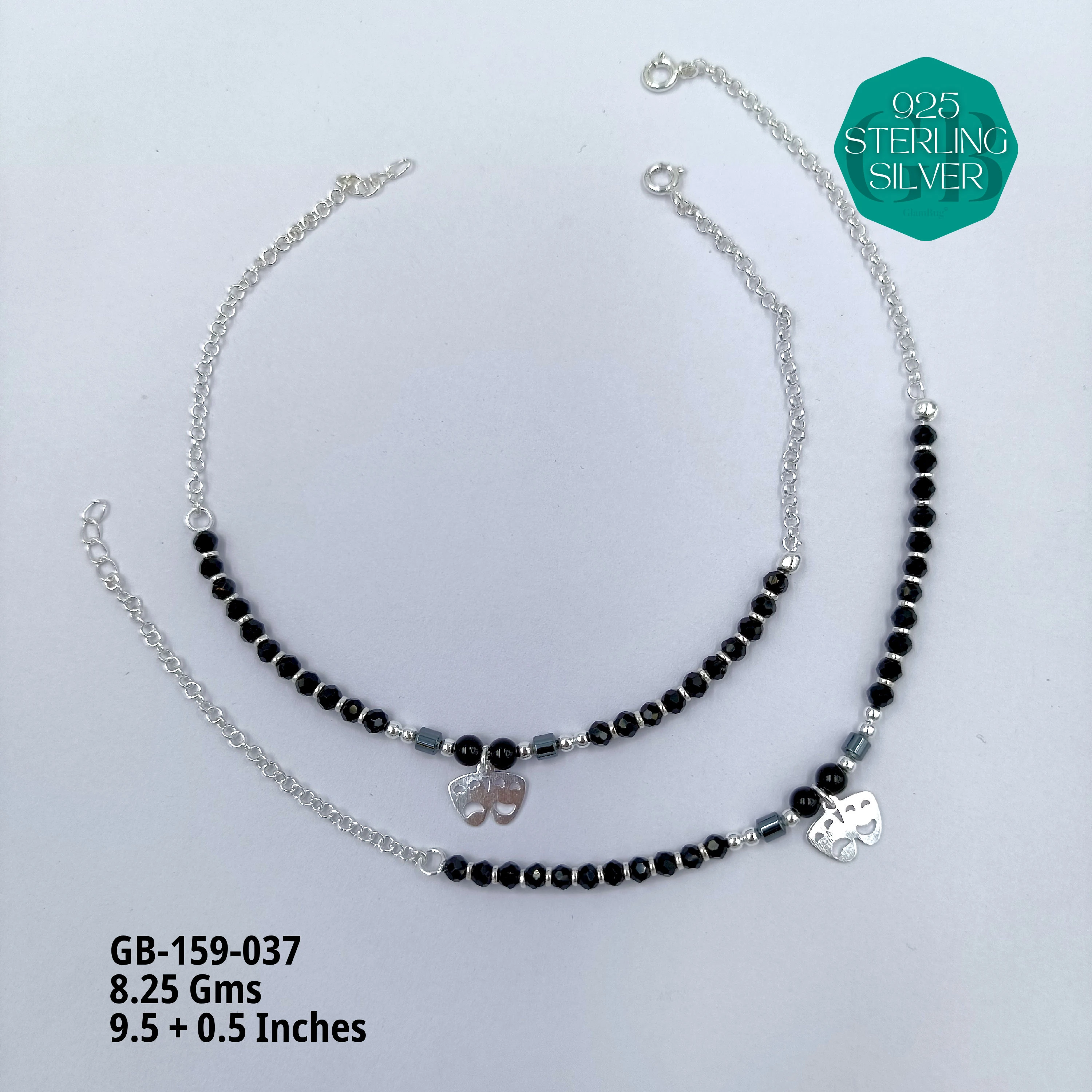 HALF LINK PREMIUM NAZARIA - Premium 925 Silver Jewellery - SKU: GB-159-037 - Hyderabad Silver Importers