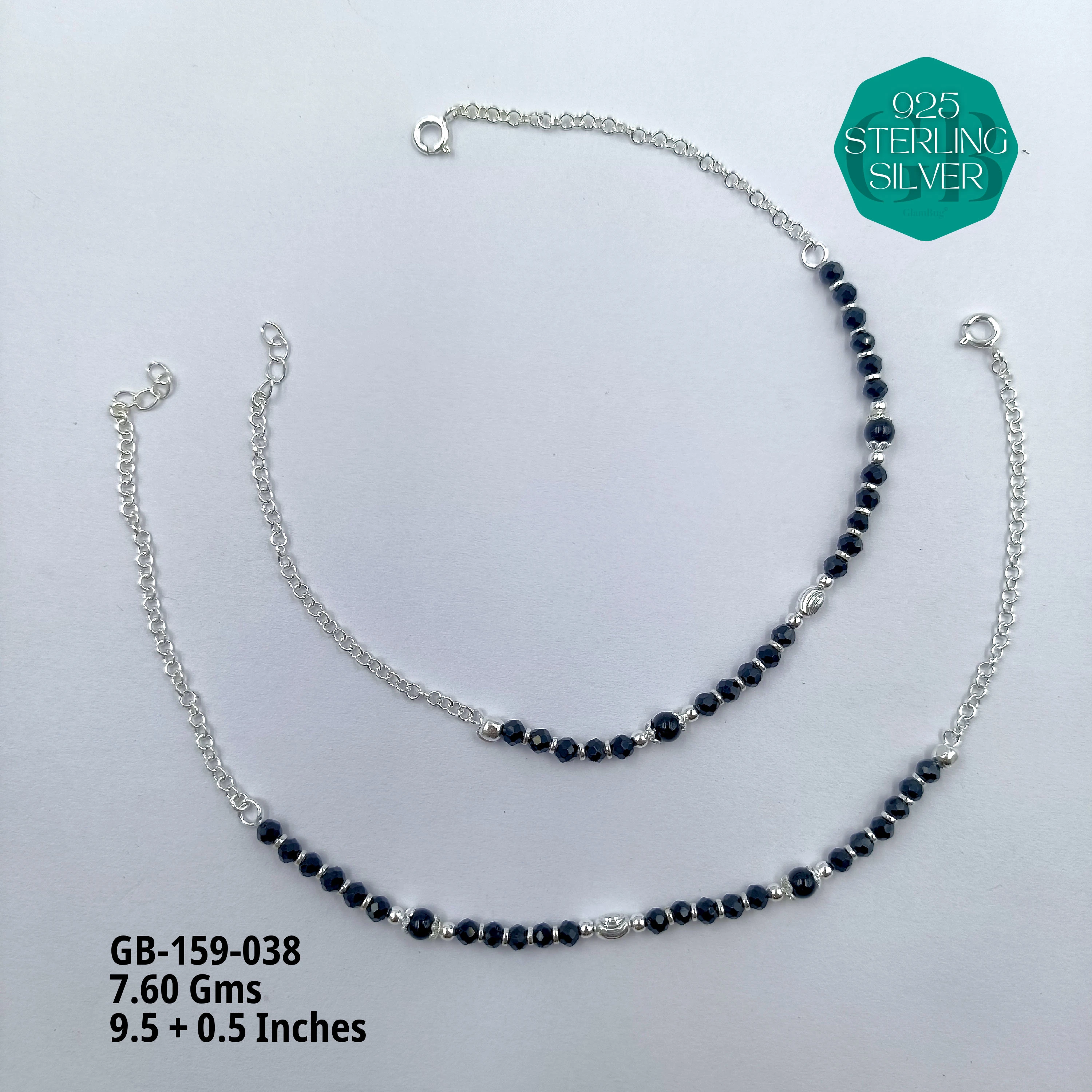 HALF LINK PREMIUM NAZARIA - Premium 925 Silver Jewellery - SKU: GB-159-038 - Hyderabad Silver Importers