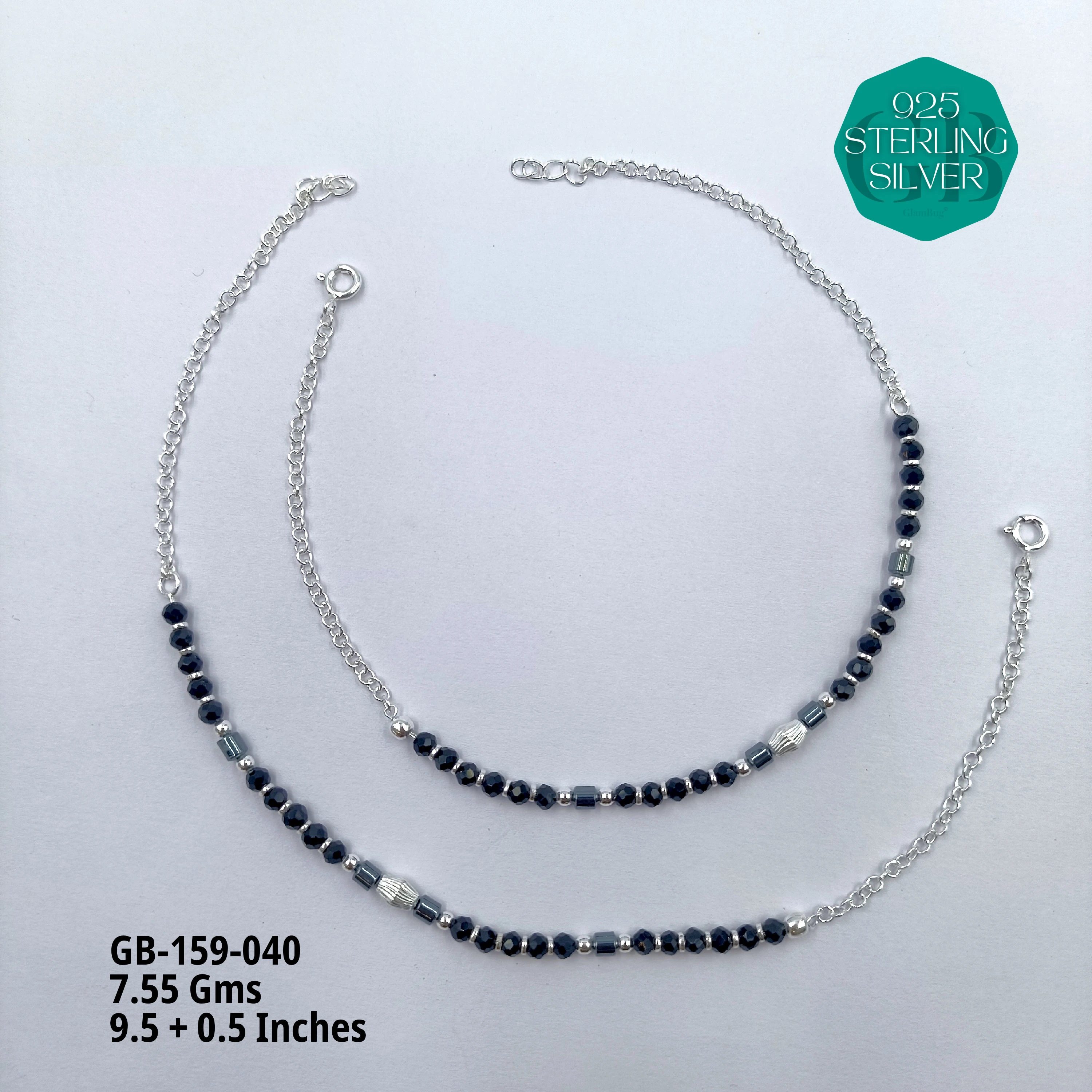 HALF LINK PREMIUM NAZARIA - Premium 925 Silver Jewellery - SKU: GB-159-040 - Hyderabad Silver Importers