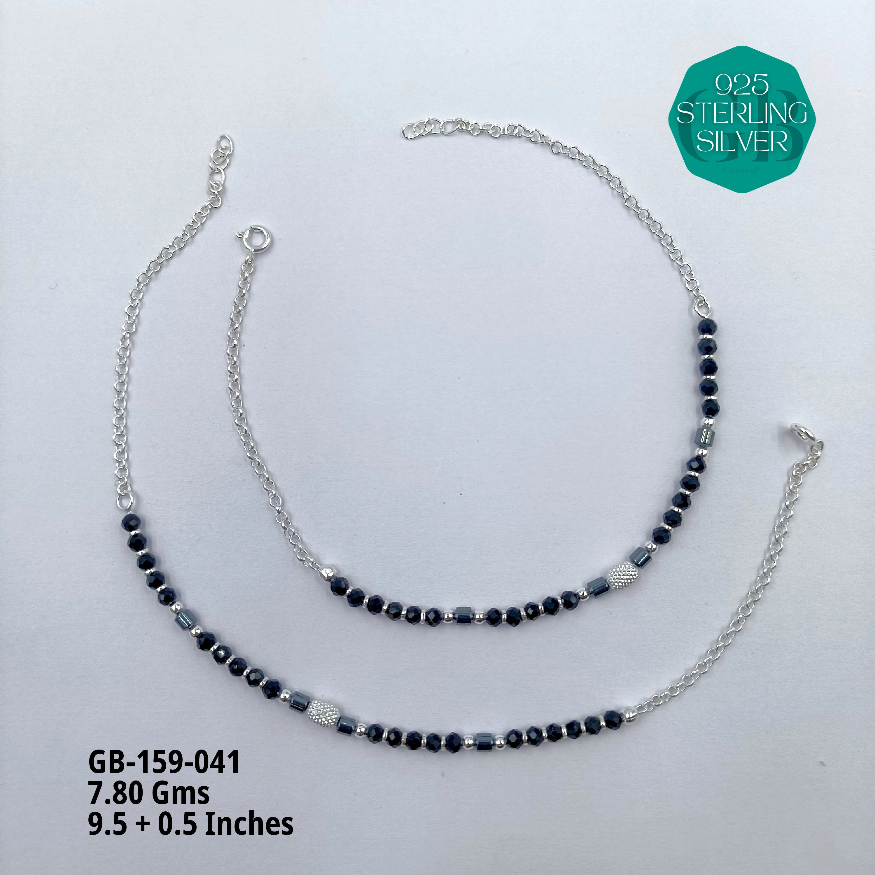 HALF LINK PREMIUM NAZARIA - Premium 925 Silver Jewellery - SKU: GB-159-041 - Hyderabad Silver Importers