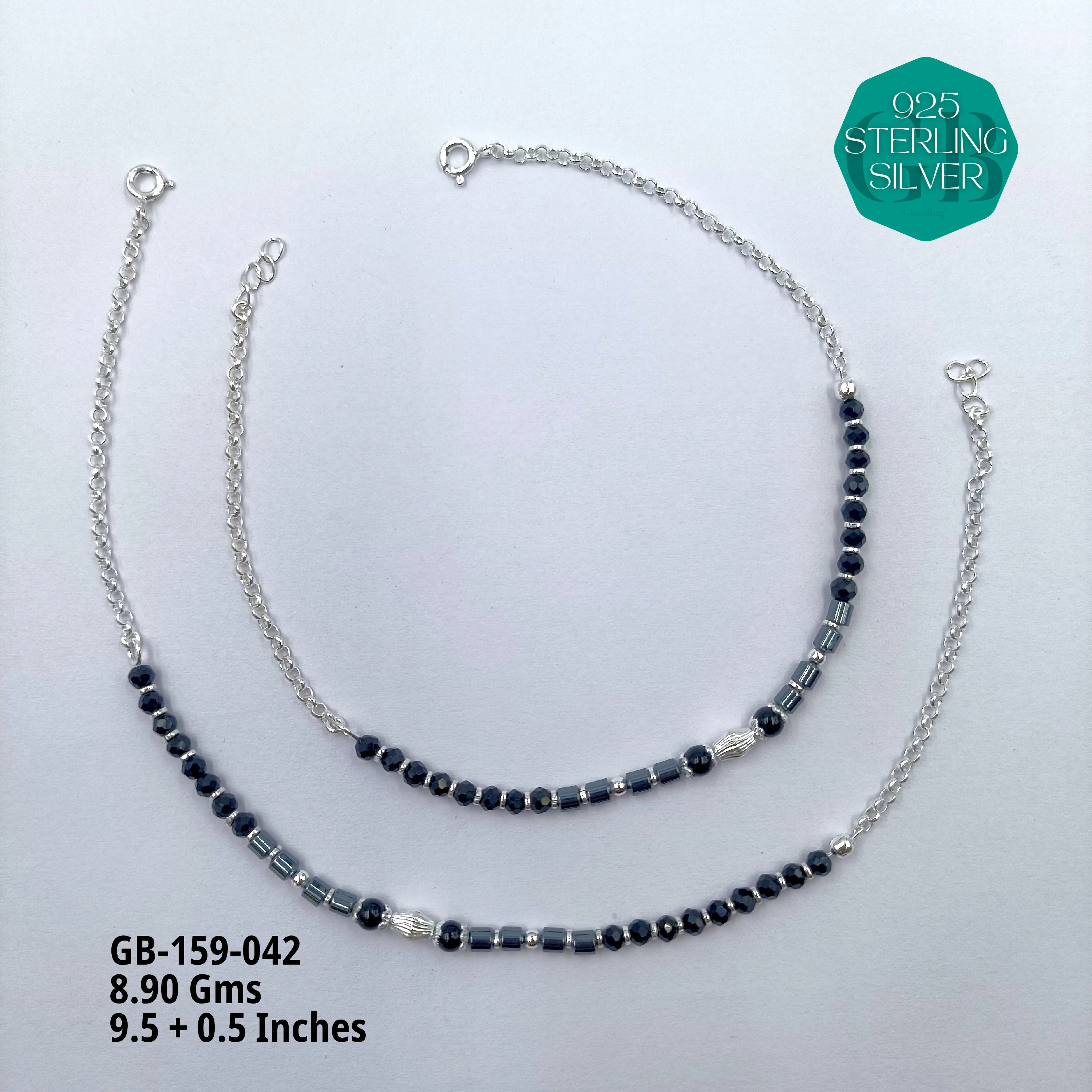 HALF LINK PREMIUM NAZARIA - Premium 925 Silver Jewellery - SKU: GB-159-042 - Hyderabad Silver Importers