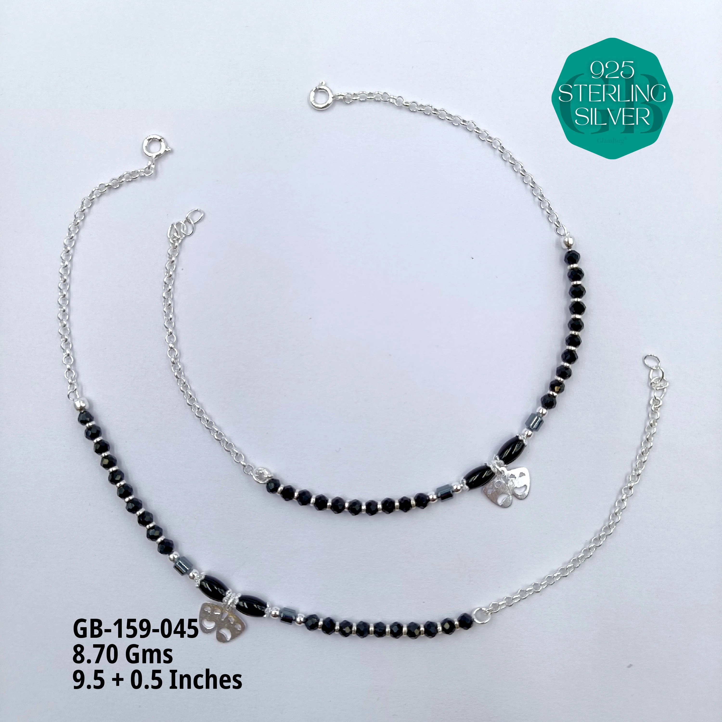 HALF LINK PREMIUM NAZARIA - Premium 925 Silver Jewellery - SKU: GB-159-045 - Hyderabad Silver Importers