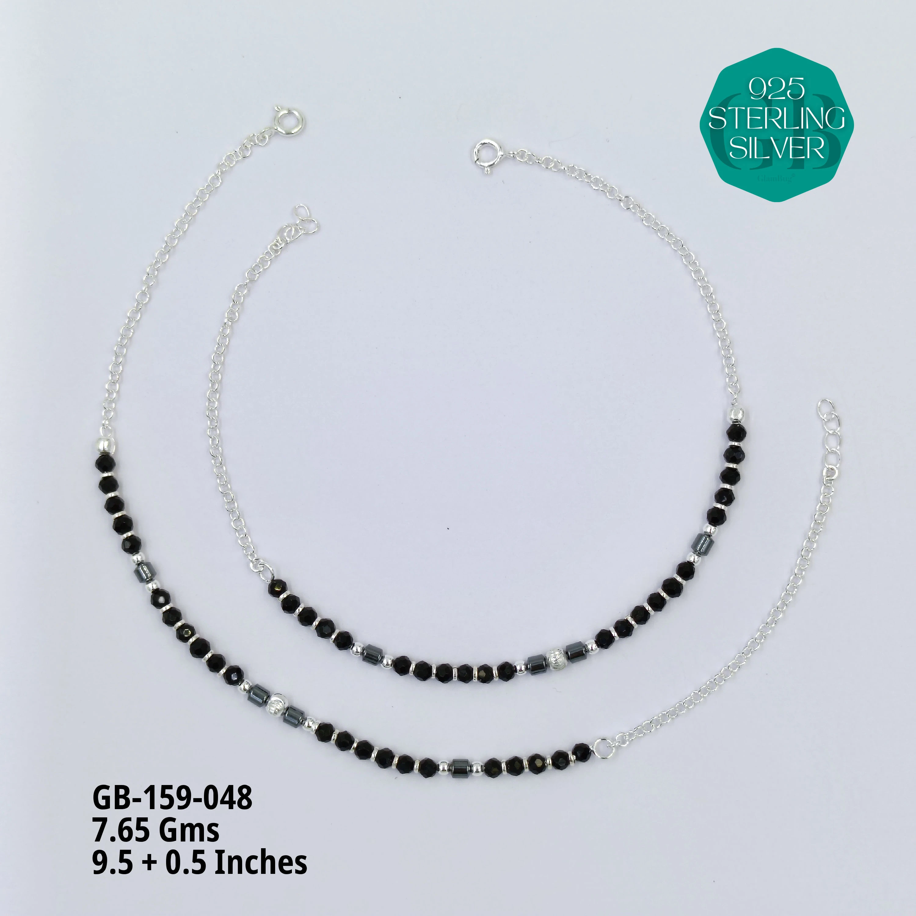 HALF LINK PREMIUM NAZARIA - Premium 925 Silver Jewellery - SKU: GB-159-048 - Hyderabad Silver Importers