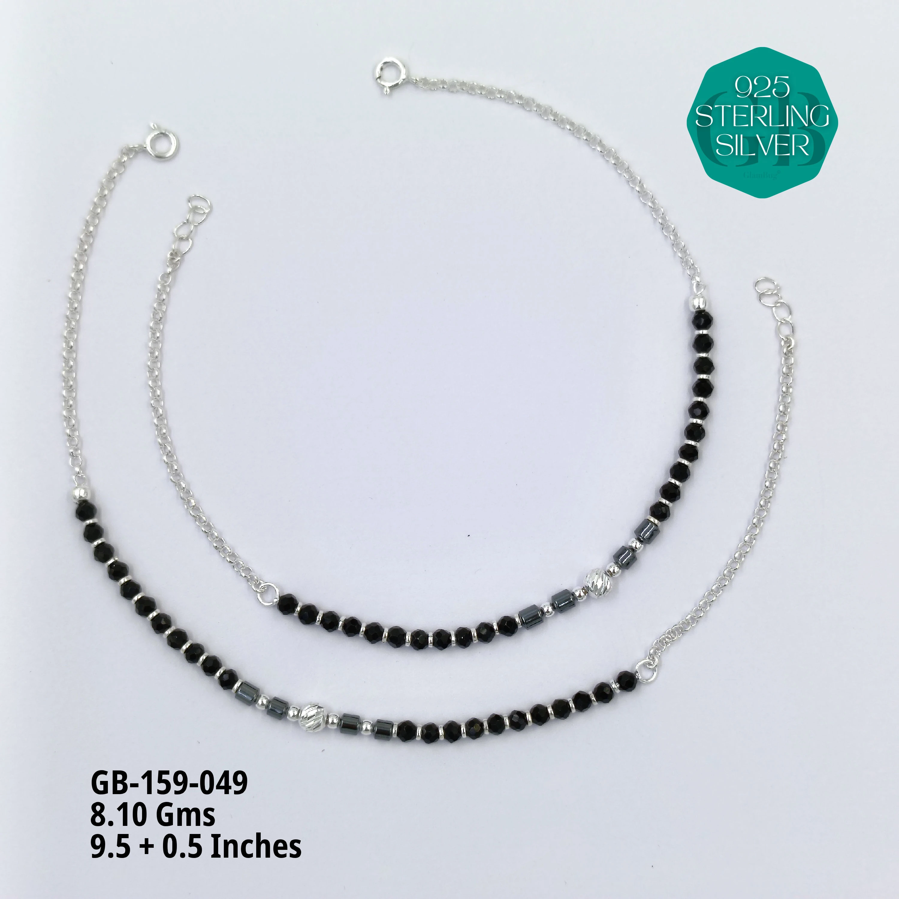 HALF LINK PREMIUM NAZARIA - Premium 925 Silver Jewellery - SKU: GB-159-049 - Hyderabad Silver Importers