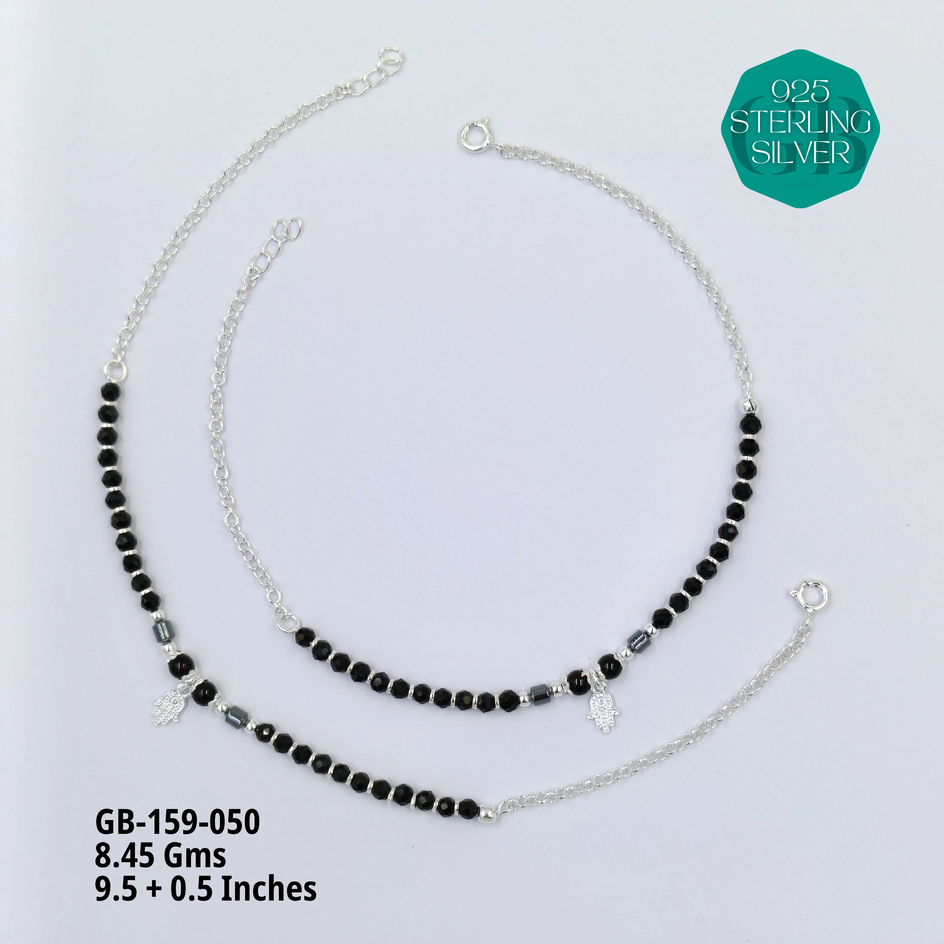 HALF LINK PREMIUM NAZARIA - Premium 925 Silver Jewellery - SKU: GB-159-050 - Hyderabad Silver Importers