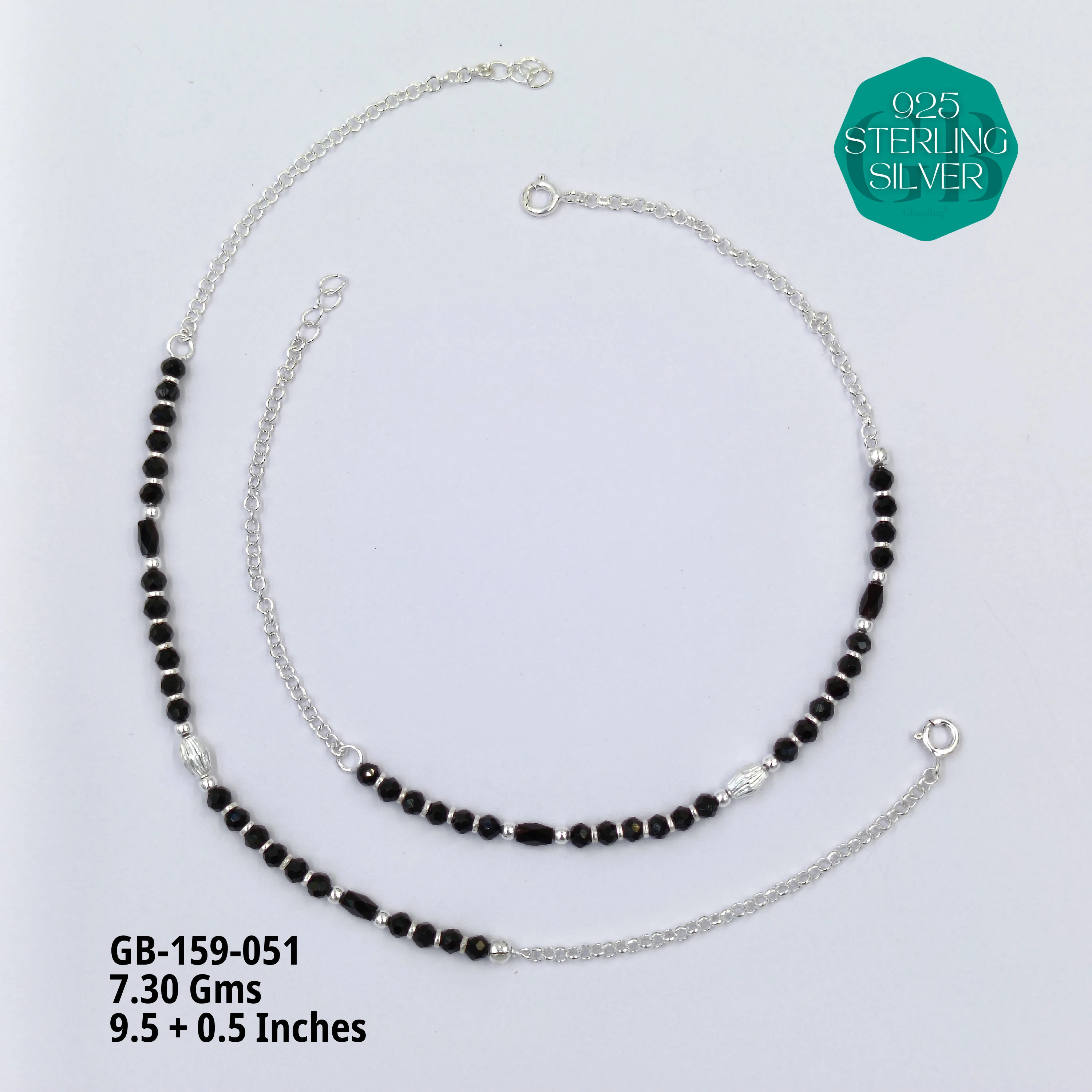 HALF LINK PREMIUM NAZARIA - Premium 925 Silver Jewellery - SKU: GB-159-051 - Hyderabad Silver Importers