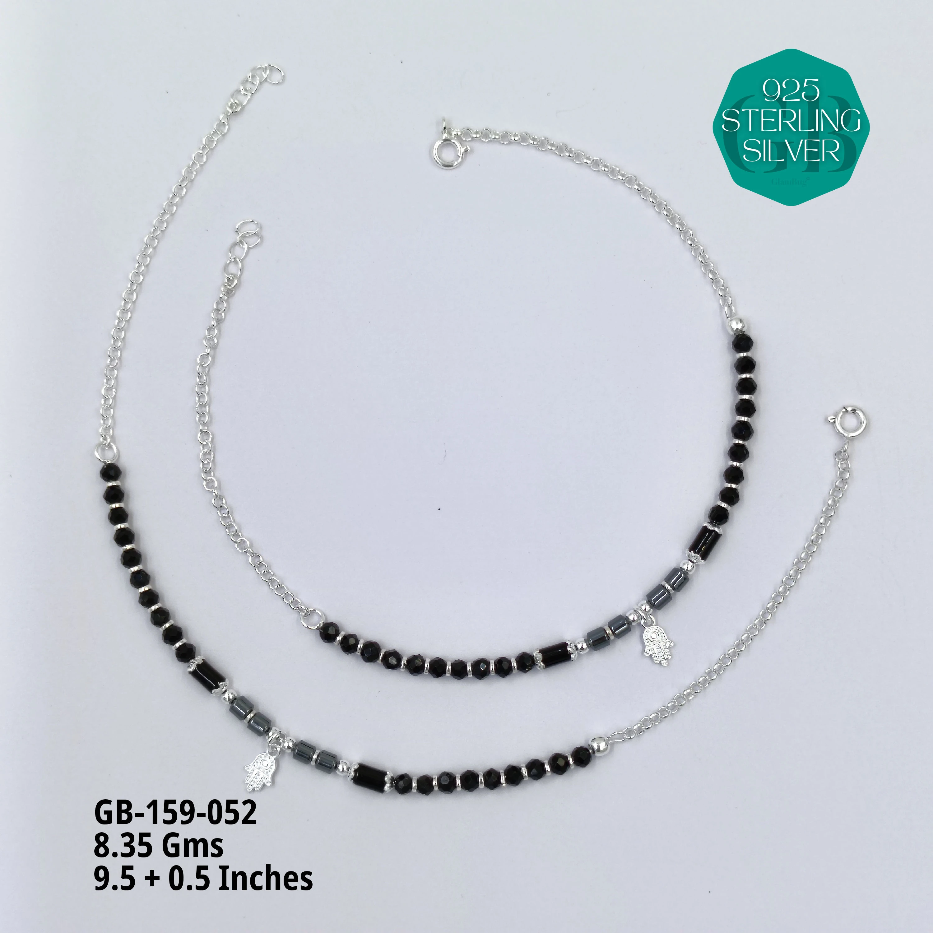 HALF LINK PREMIUM NAZARIA - Premium 925 Silver Jewellery - SKU: GB-159-052 - Hyderabad Silver Importers