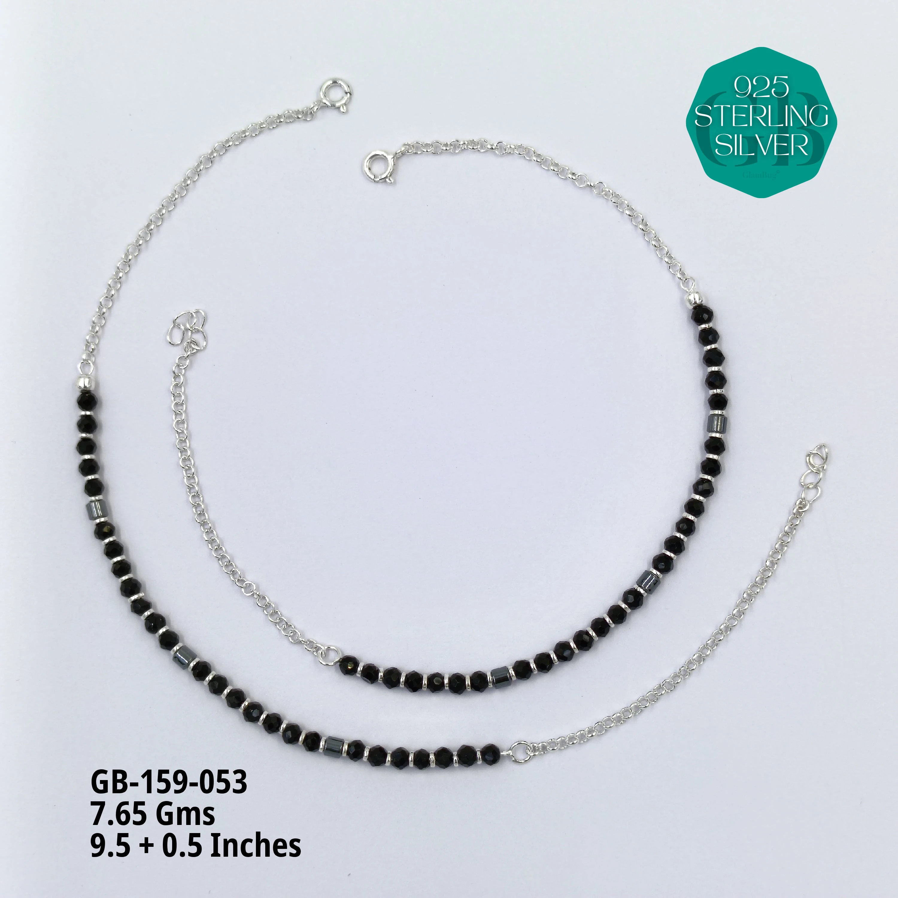 HALF LINK PREMIUM NAZARIA - Premium 925 Silver Jewellery - SKU: GB-159-053 - Hyderabad Silver Importers