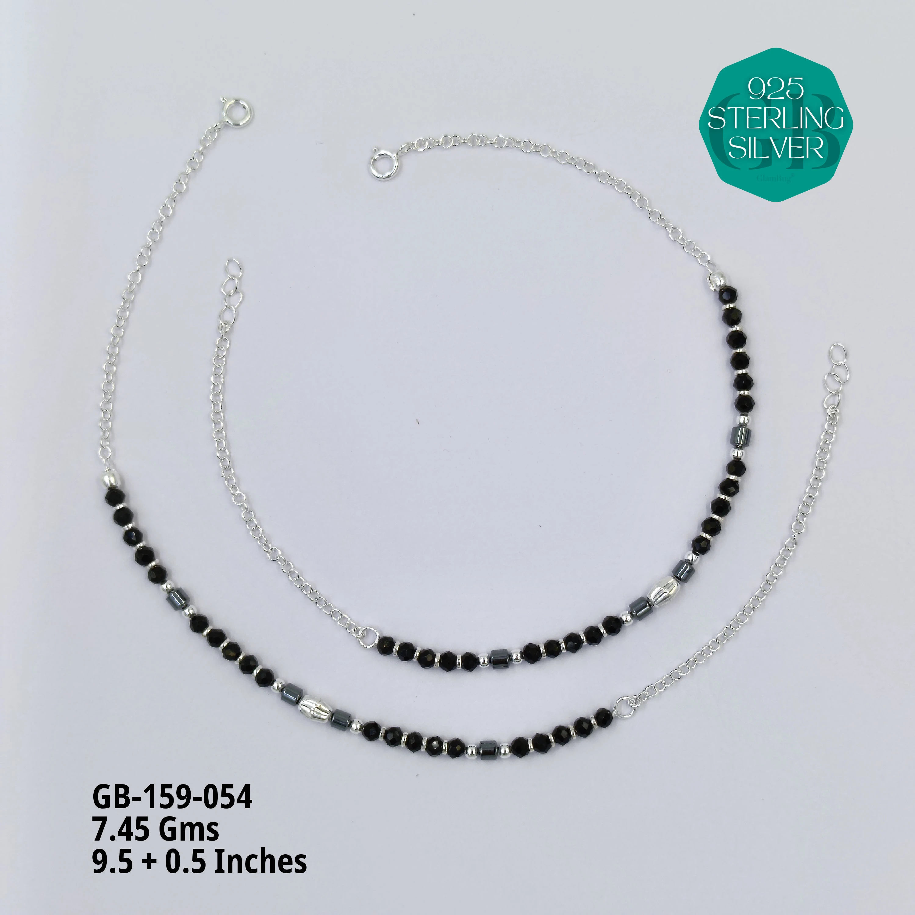 HALF LINK PREMIUM NAZARIA - Premium 925 Silver Jewellery - SKU: GB-159-054 - Hyderabad Silver Importers