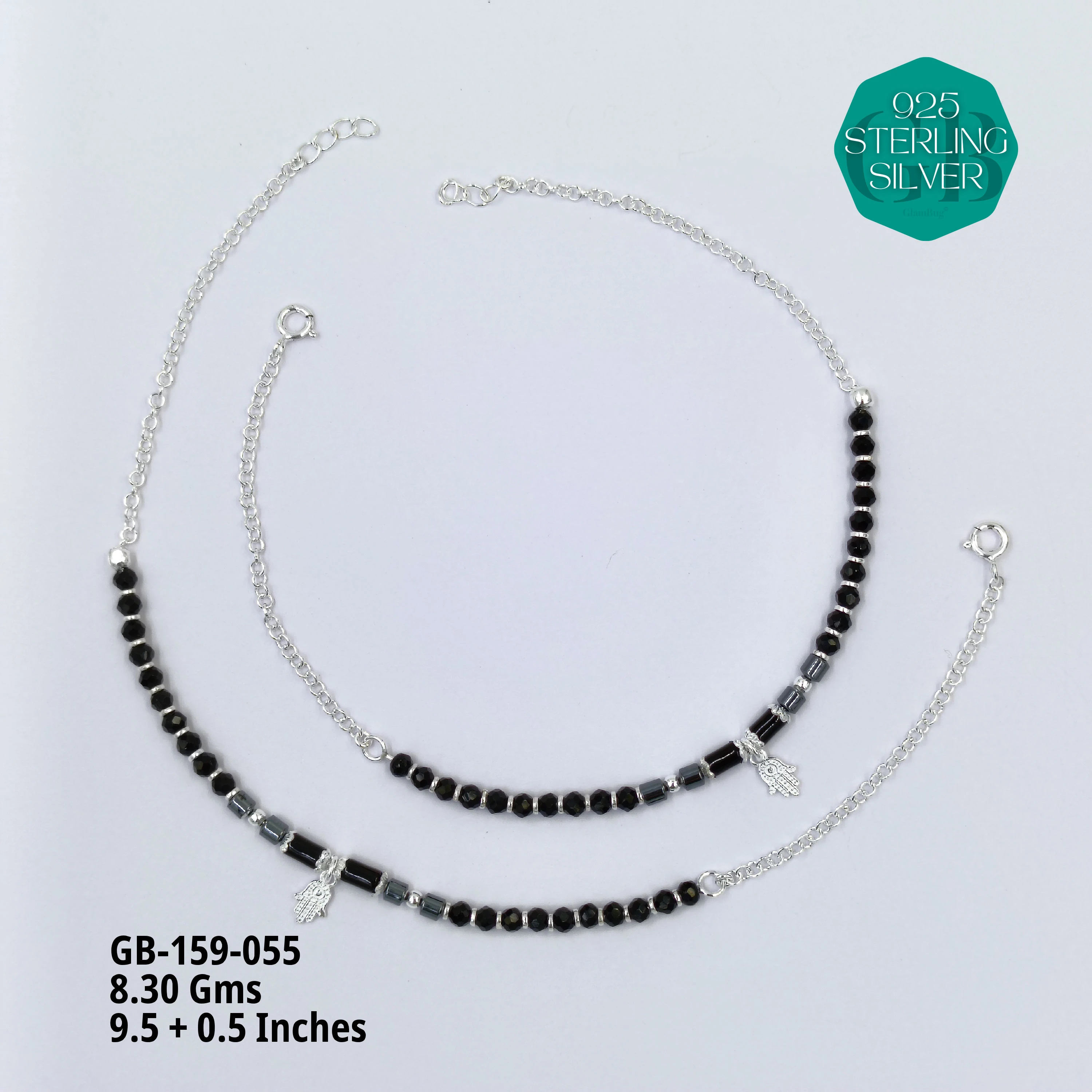 HALF LINK PREMIUM NAZARIA - Premium 925 Silver Jewellery - SKU: GB-159-055 - Hyderabad Silver Importers