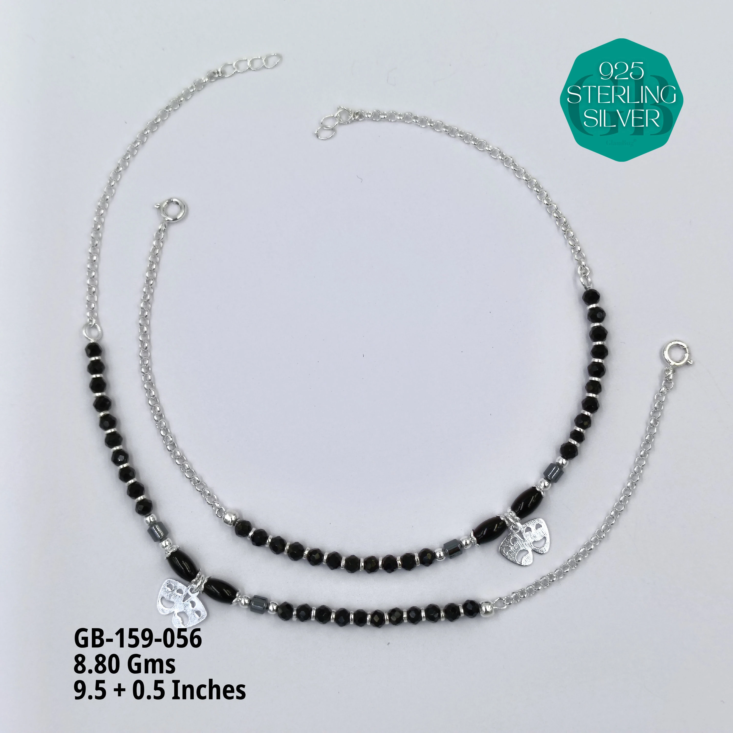 HALF LINK PREMIUM NAZARIA - Premium 925 Silver Jewellery - SKU: GB-159-056 - Hyderabad Silver Importers