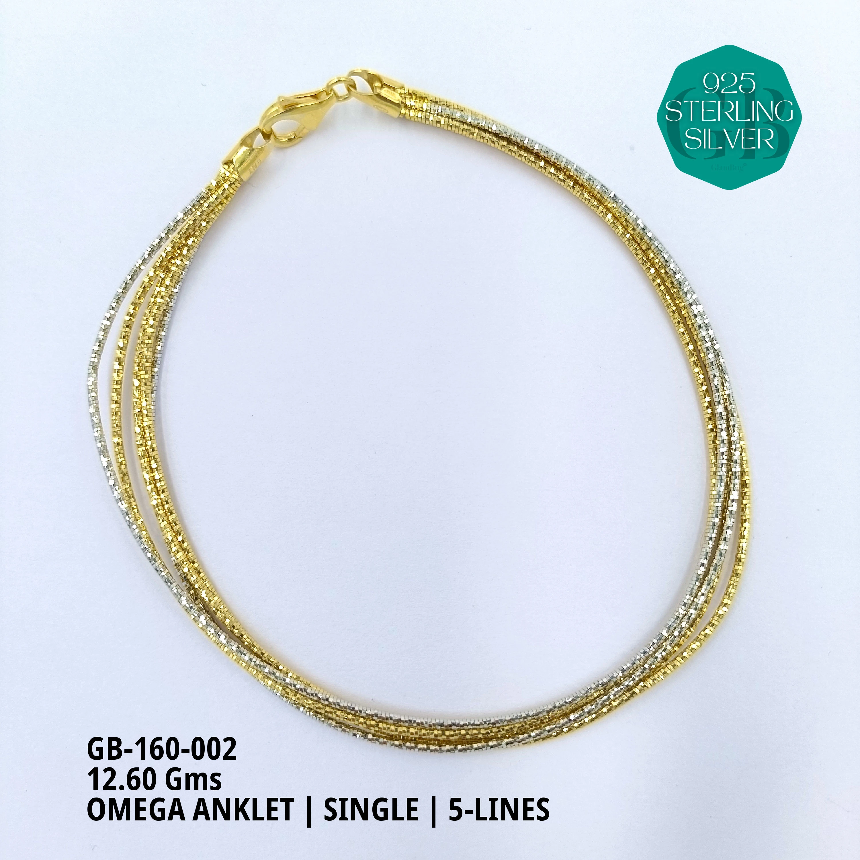 OMEGA ANKLETS - Premium 925 Silver Jewellery - SKU: GB-160-002 - Hyderabad Silver Importers