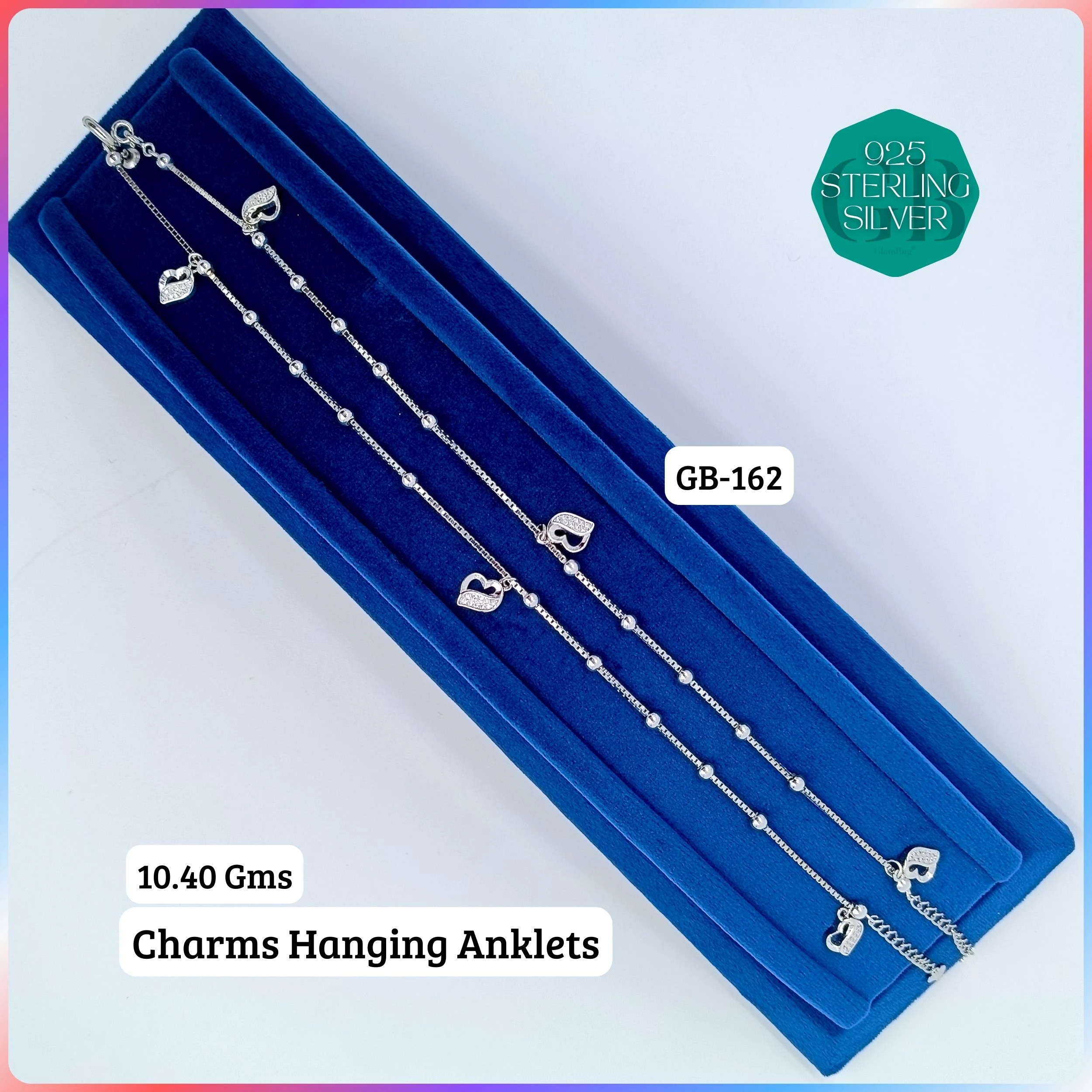 CHARMS ANKLETS - Premium 925 Silver Jewellery - SKU: GB-162-001 - Hyderabad Silver Importers