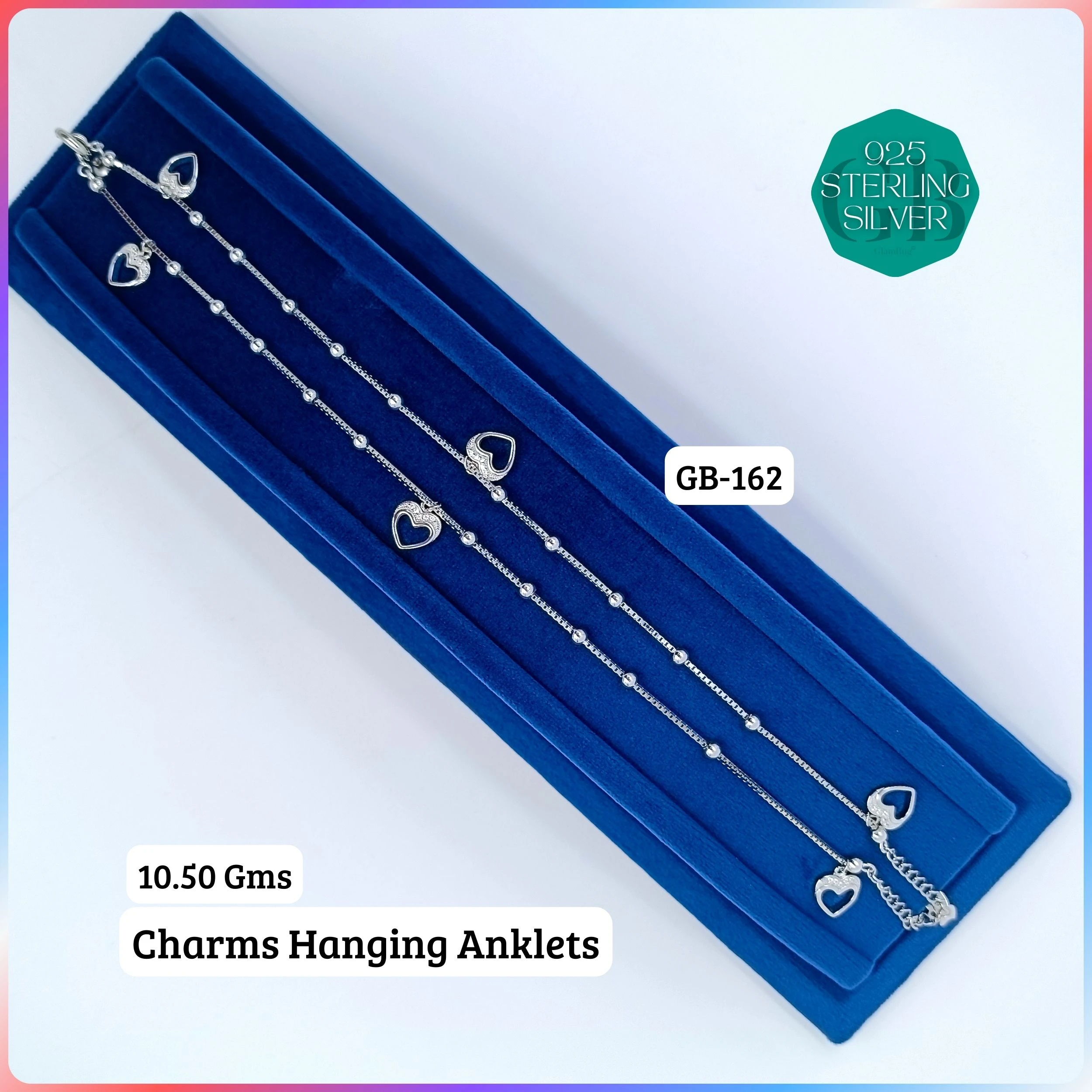 CHARMS ANKLETS - Premium 925 Silver Jewellery - SKU: GB-162-002 - Hyderabad Silver Importers