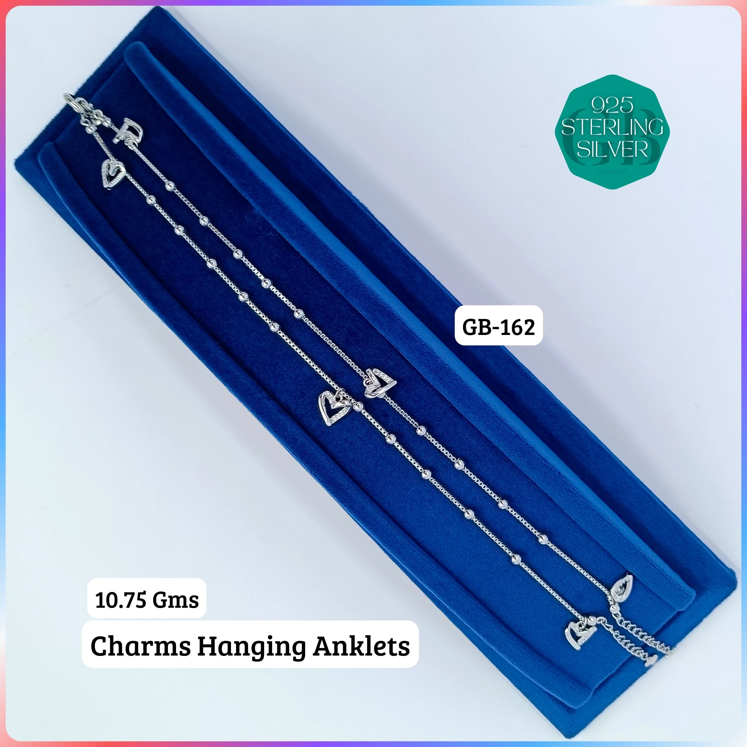 CHARMS ANKLETS - Premium 925 Silver Jewellery - SKU: GB-162-004 - Hyderabad Silver Importers