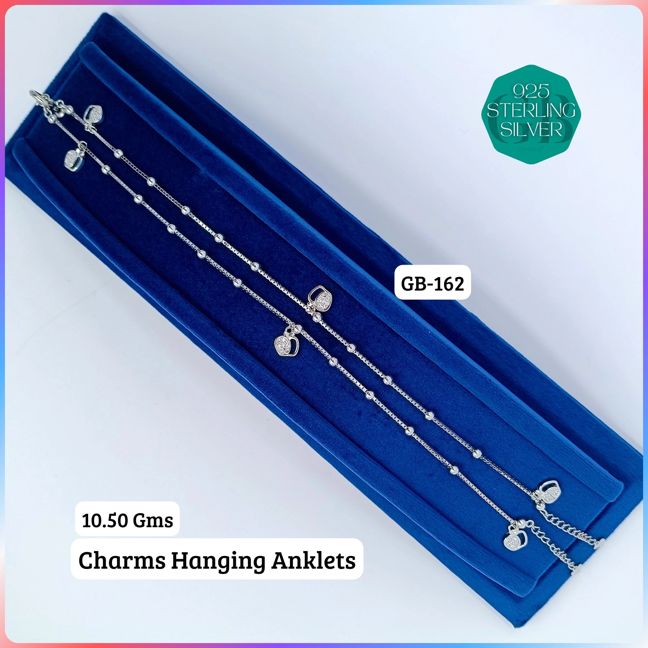 CHARMS ANKLETS - Premium 925 Silver Jewellery - SKU: GB-162-006 - Hyderabad Silver Importers