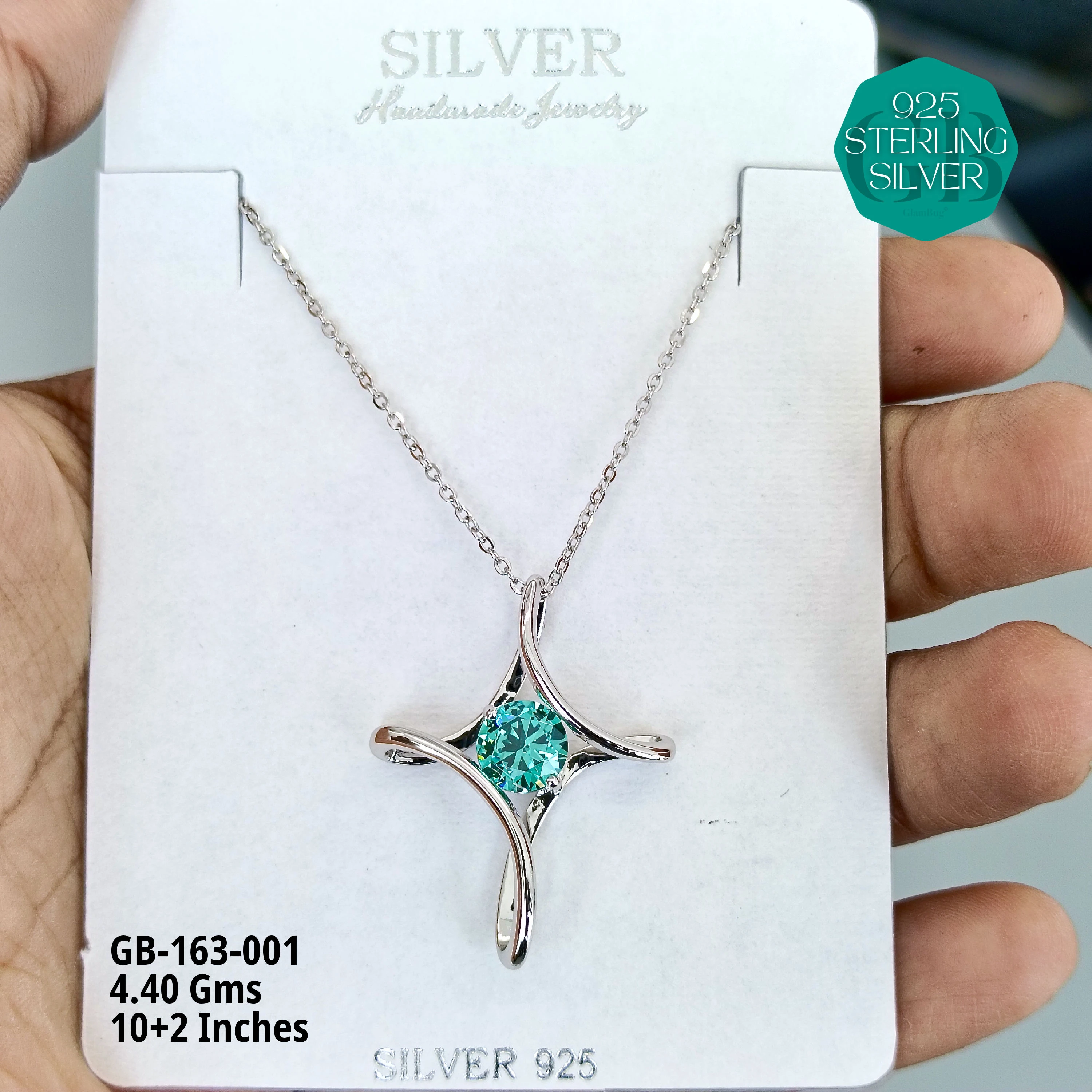 EXCLUSIVE CHAIN PENDANT - Premium 925 Silver Jewellery - SKU: GB-163-001 - Hyderabad Silver Importers