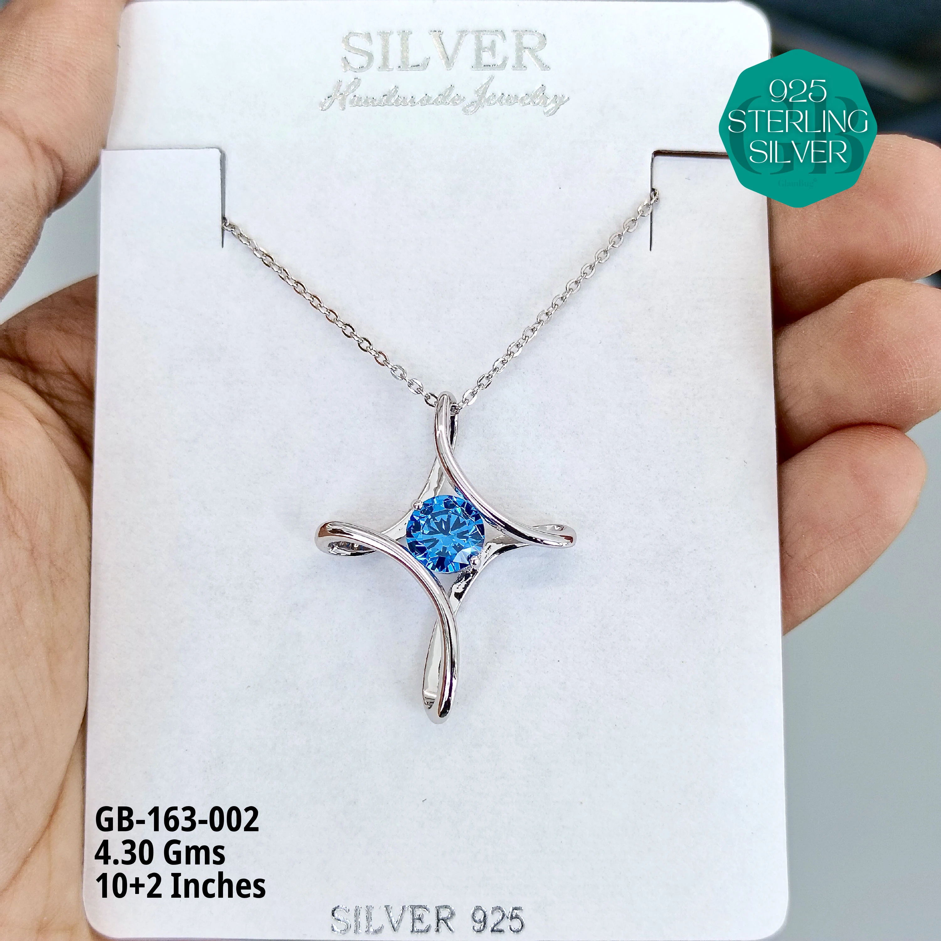 EXCLUSIVE CHAIN PENDANT - Premium 925 Silver Jewellery - SKU: GB-163-002 - Hyderabad Silver Importers