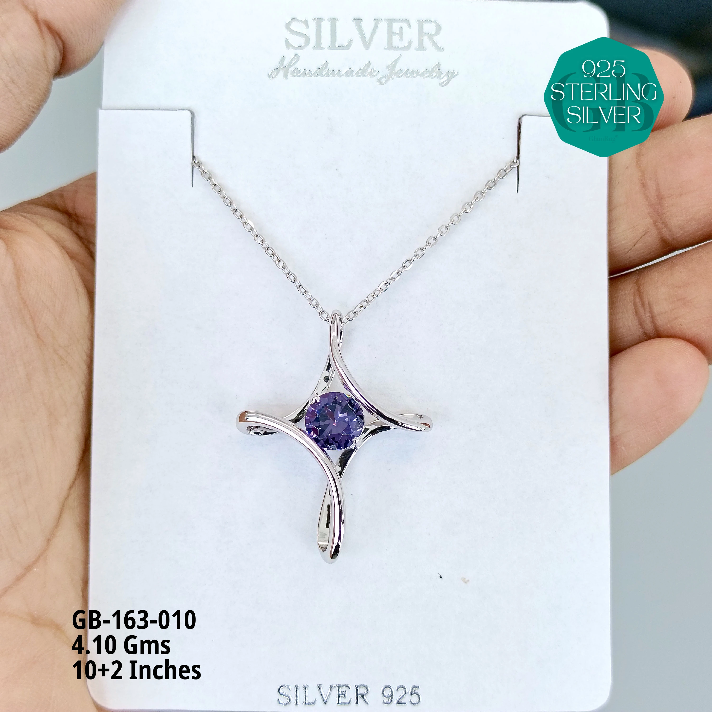 EXCLUSIVE CHAIN PENDANT - Premium 925 Silver Jewellery - SKU: GB-163-010 - Hyderabad Silver Importers