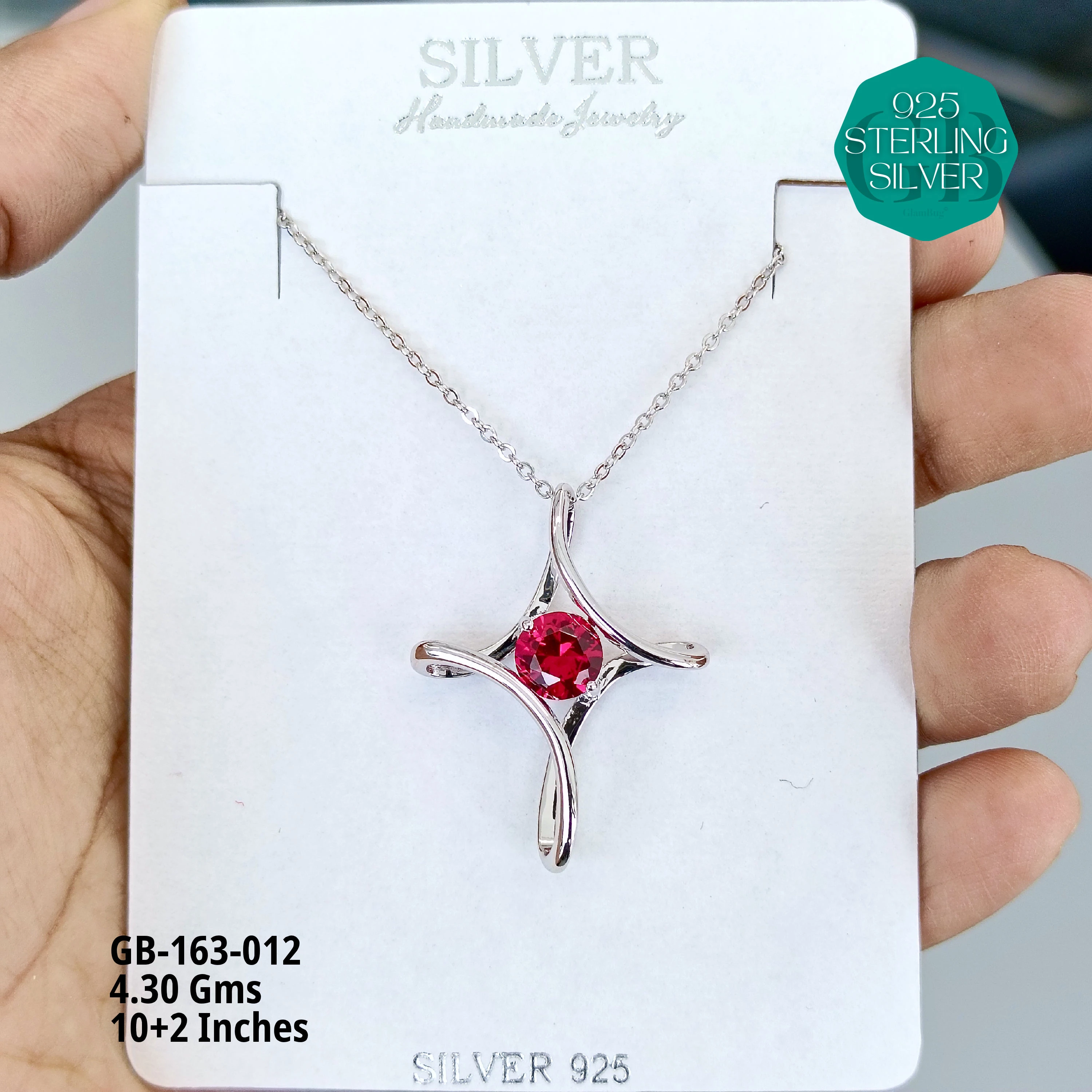 EXCLUSIVE CHAIN PENDANT - Premium 925 Silver Jewellery - SKU: GB-163-012 - Hyderabad Silver Importers