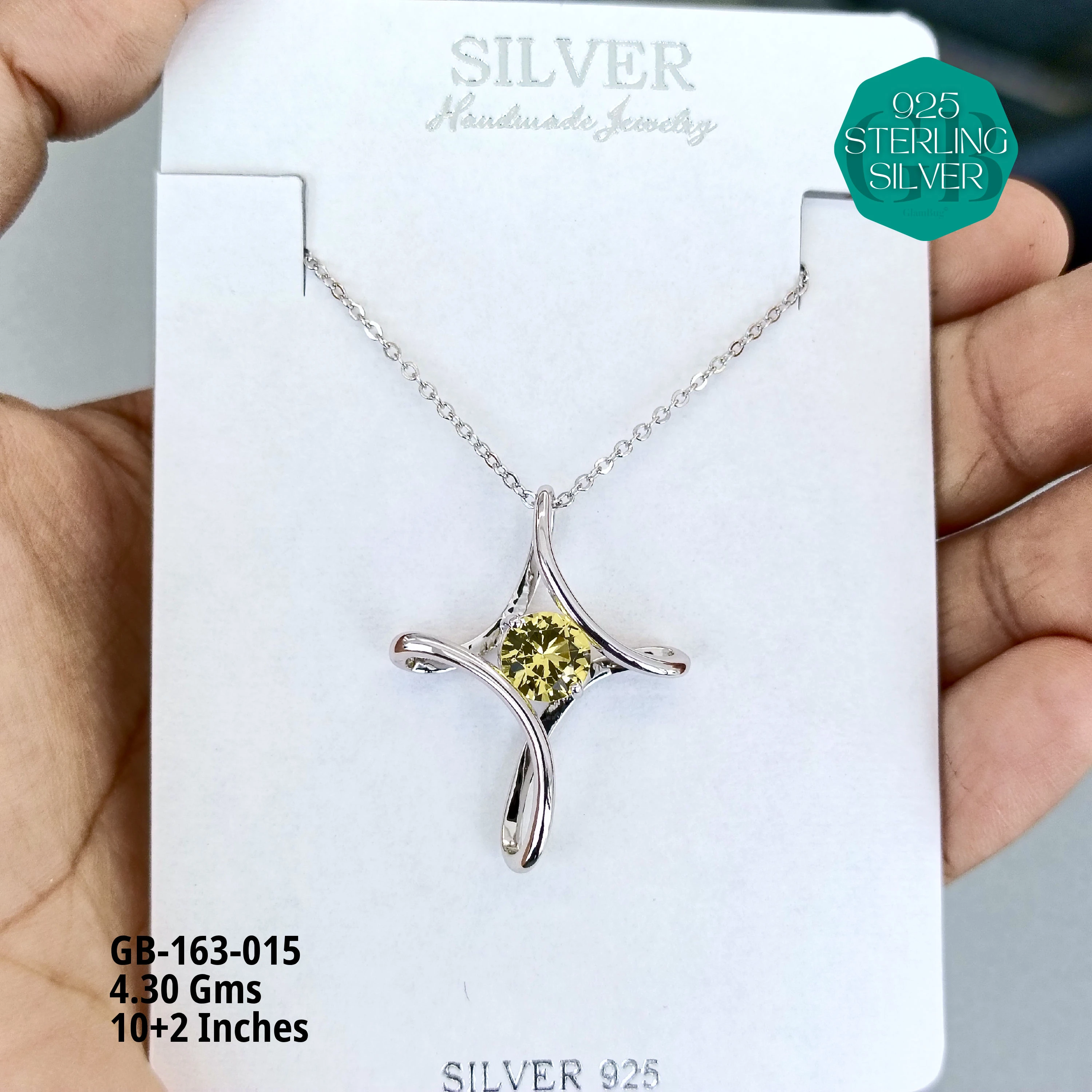 EXCLUSIVE CHAIN PENDANT - Premium 925 Silver Jewellery - SKU: GB-163-015 - Hyderabad Silver Importers