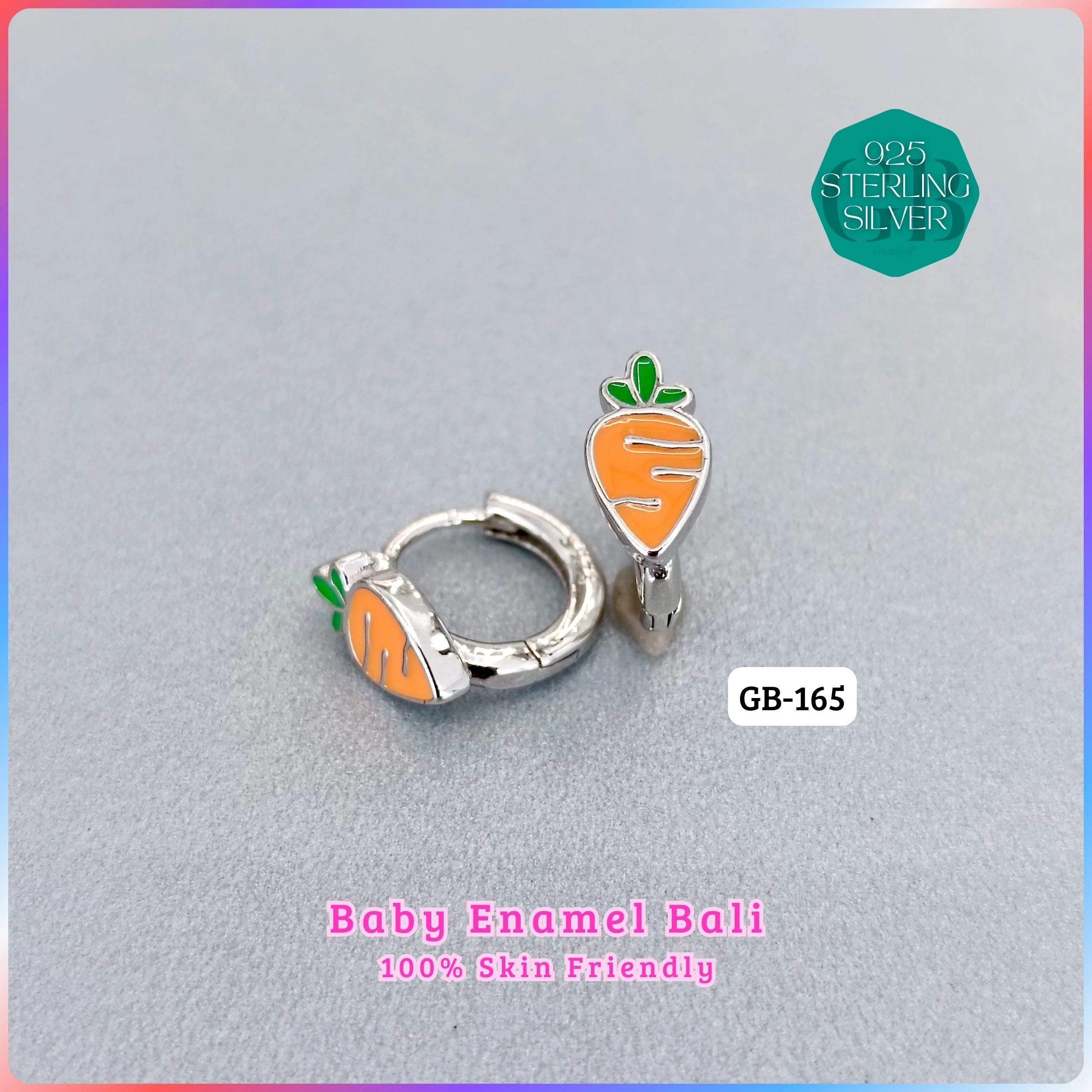 BABY ENAMEL BALI - Premium 925 Silver Jewellery - SKU: GB-165-001 - Hyderabad Silver Importers