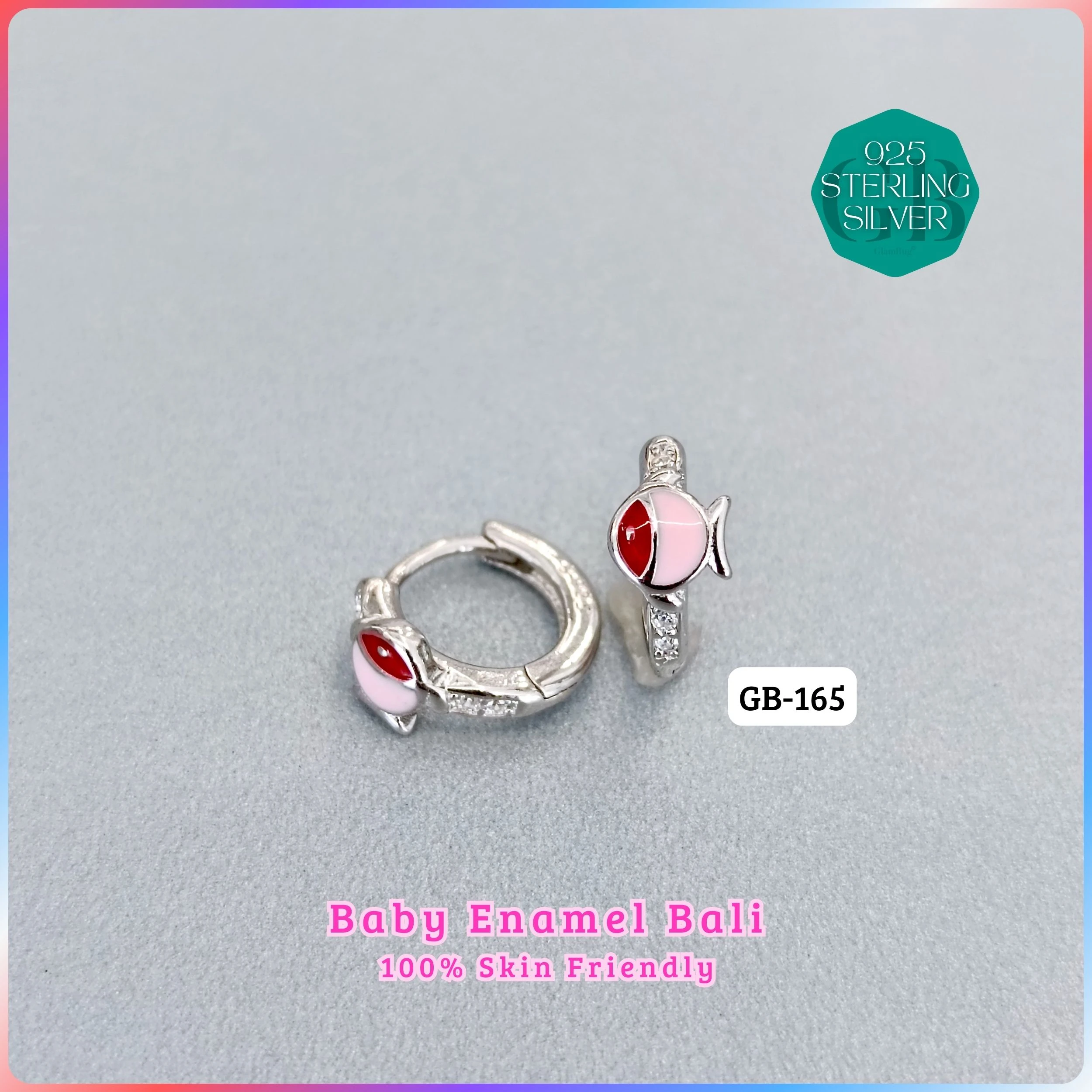 BABY ENAMEL BALI - Premium 925 Silver Jewellery - SKU: GB-165-002 - Hyderabad Silver Importers