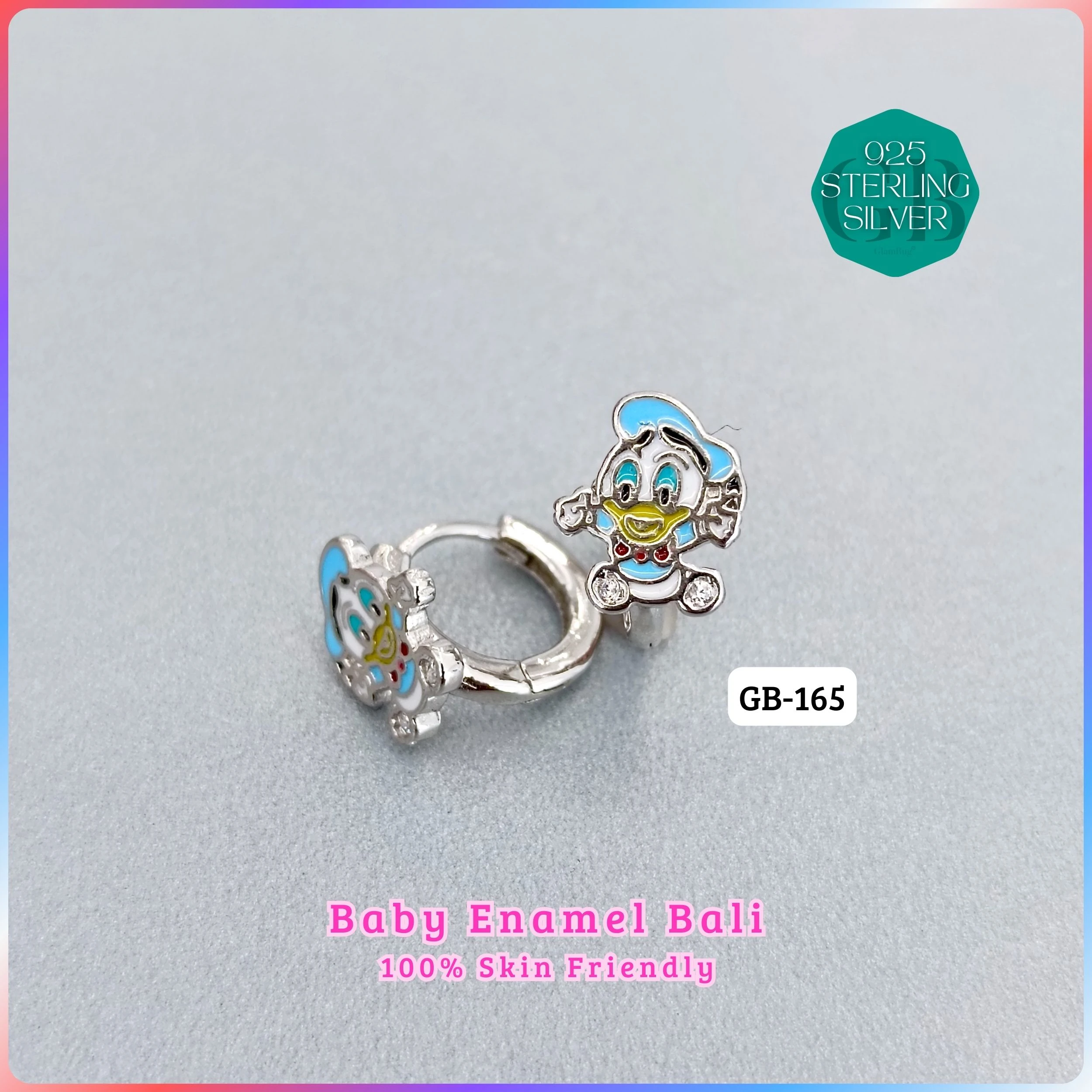 BABY ENAMEL BALI - Premium 925 Silver Jewellery - SKU: GB-165-003 - Hyderabad Silver Importers