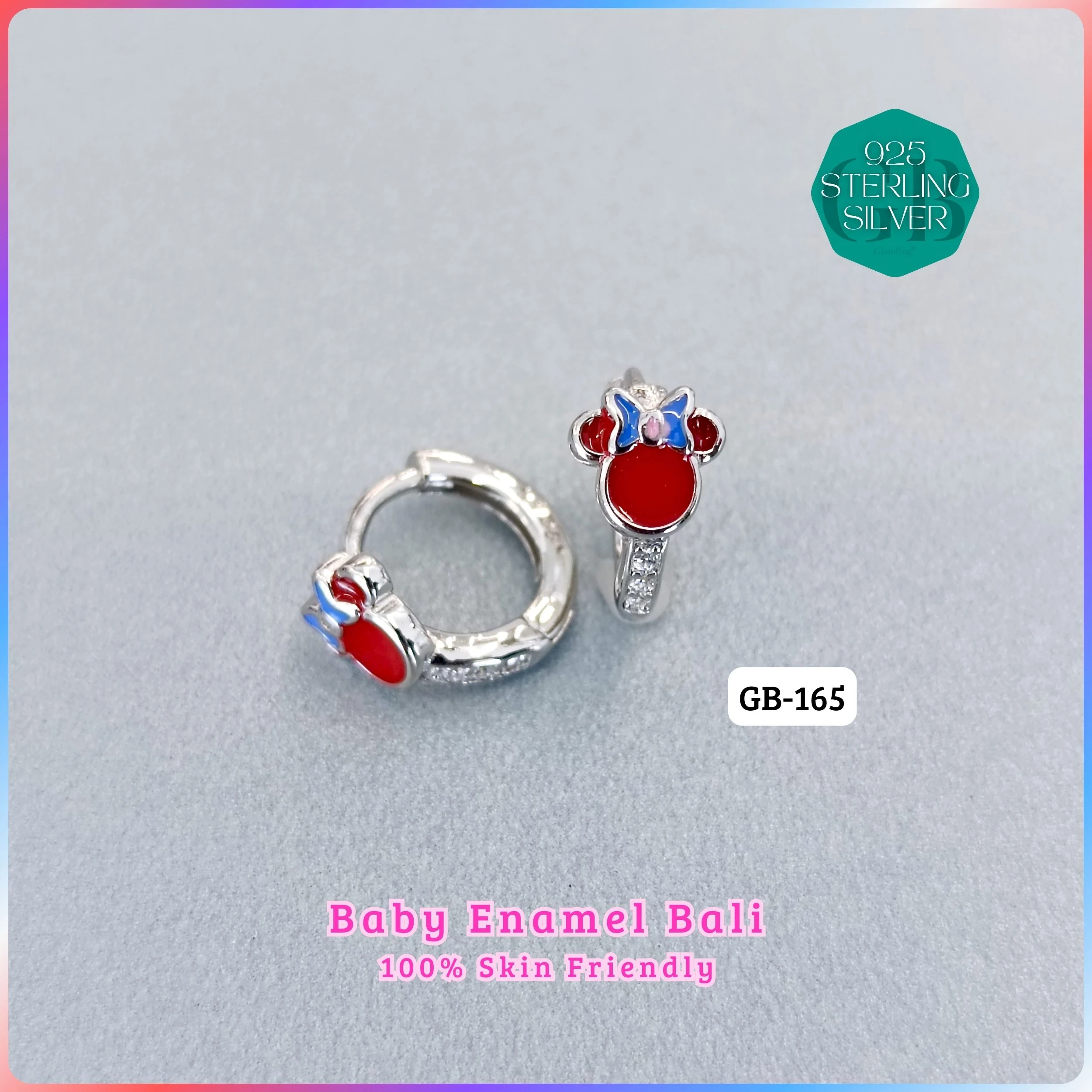 BABY ENAMEL BALI - Premium 925 Silver Jewellery - SKU: GB-165-007 - Hyderabad Silver Importers