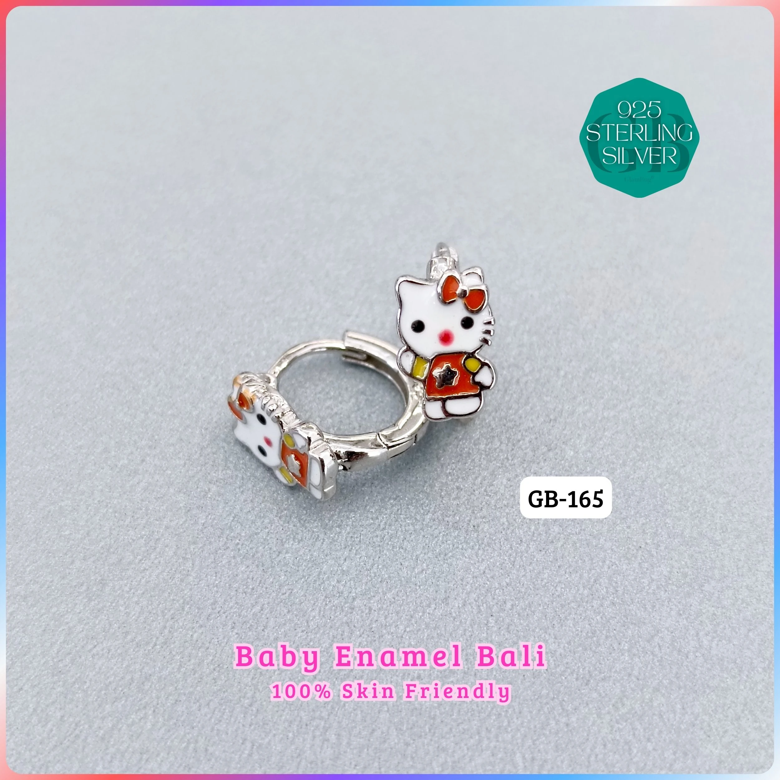 BABY ENAMEL BALI - Premium 925 Silver Jewellery - SKU: GB-165-009 - Hyderabad Silver Importers
