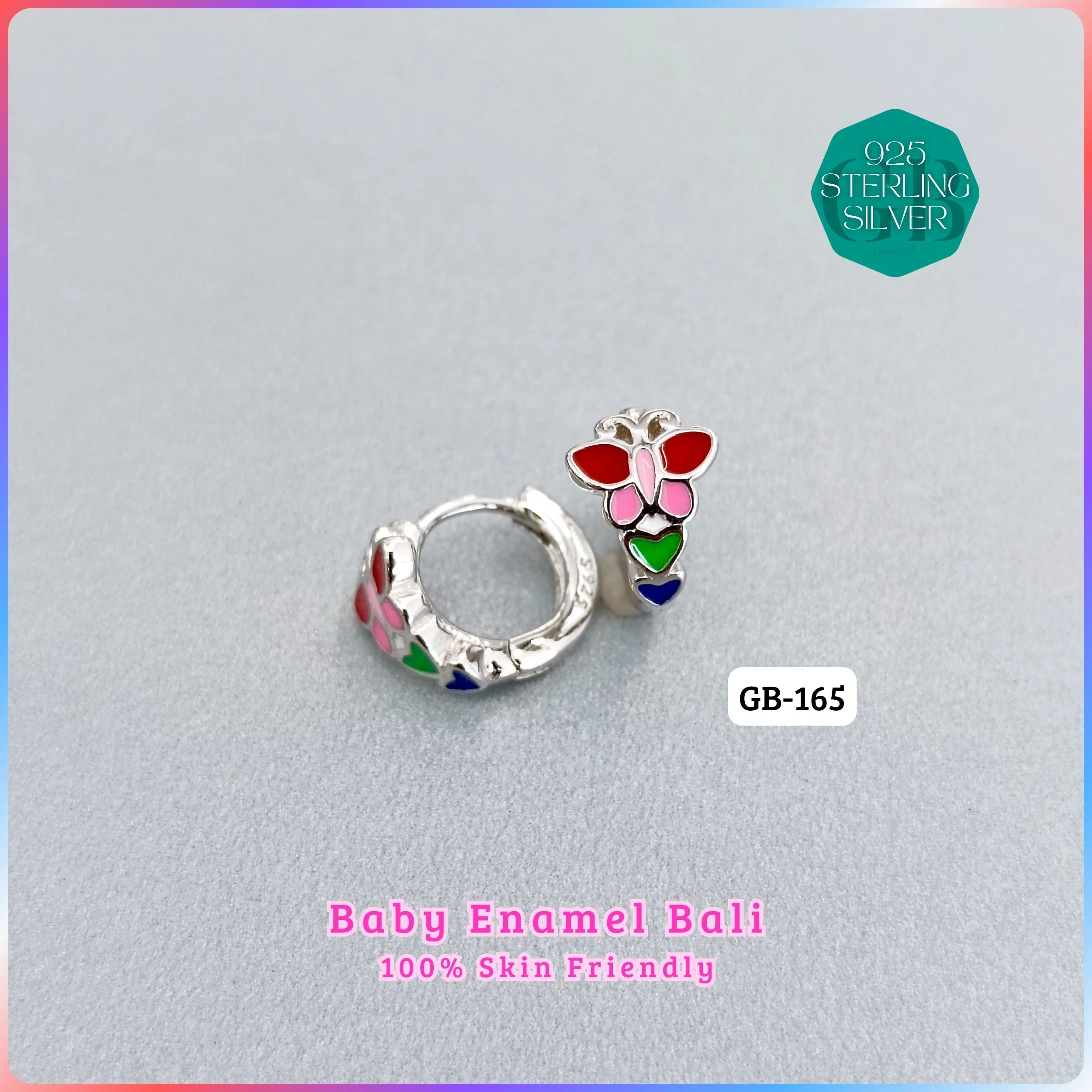 BABY ENAMEL BALI - Premium 925 Silver Jewellery - SKU: GB-165-010 - Hyderabad Silver Importers