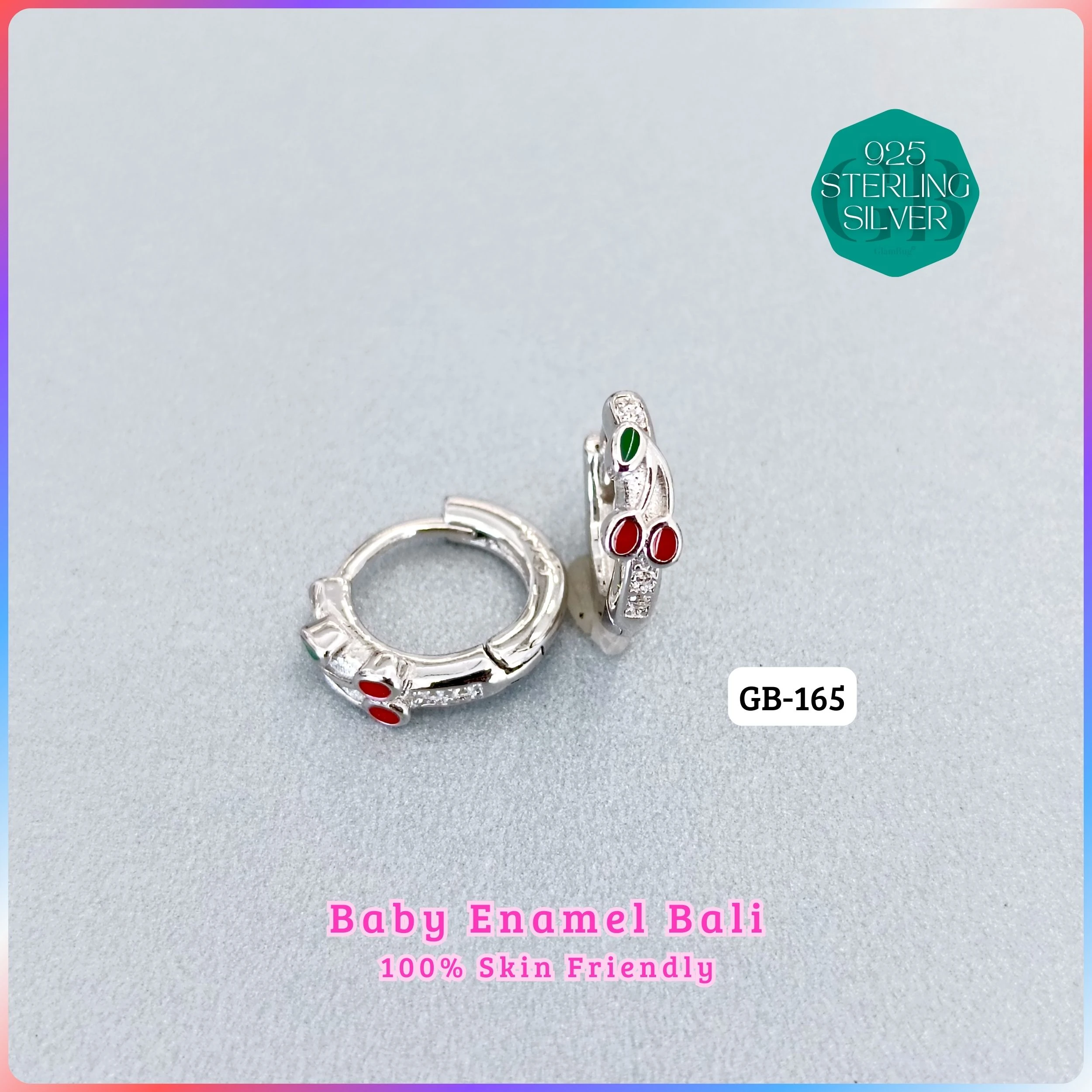 BABY ENAMEL BALI - Premium 925 Silver Jewellery - SKU: GB-165-013 - Hyderabad Silver Importers