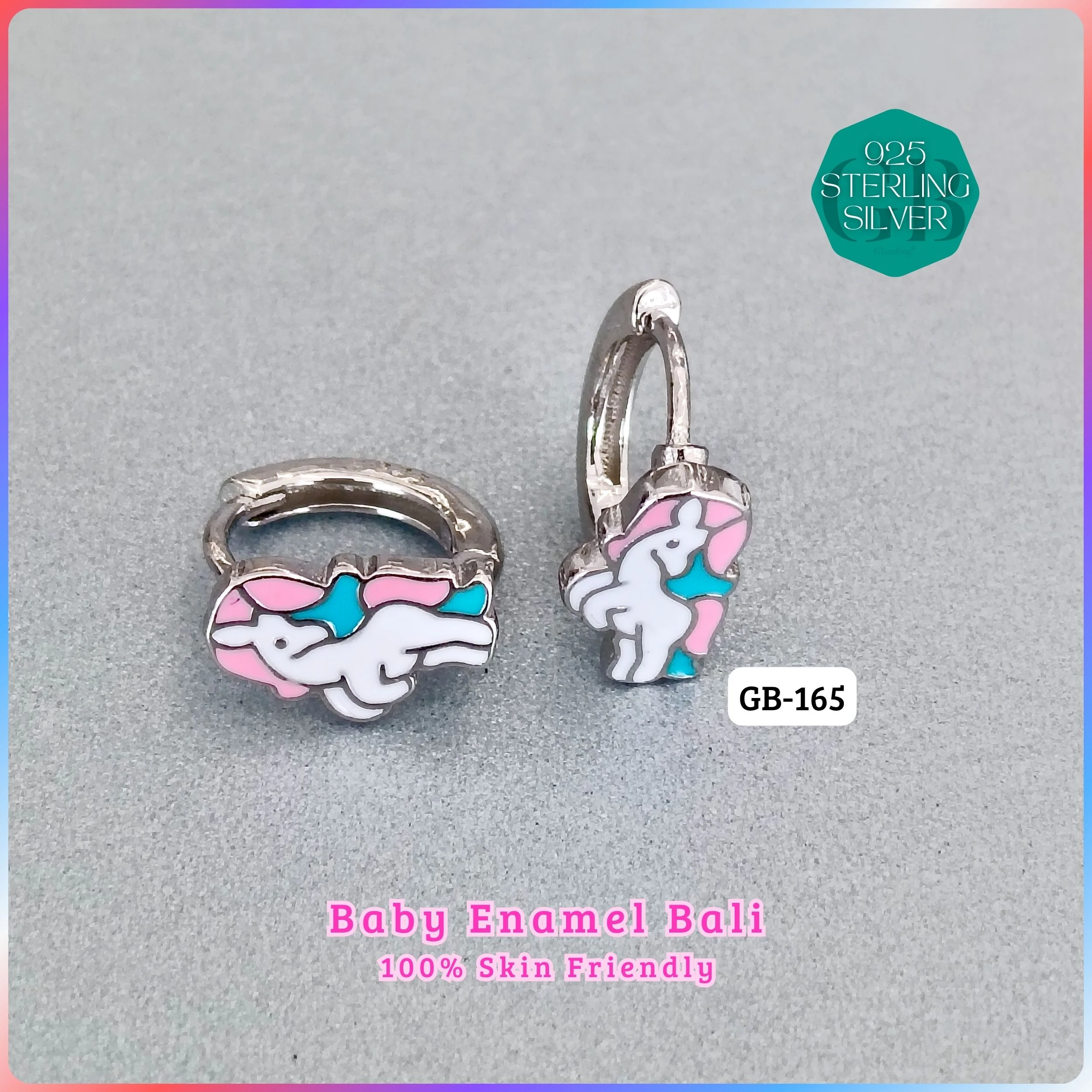BABY ENAMEL BALI - Premium 925 Silver Jewellery - SKU: GB-165-018 - Hyderabad Silver Importers