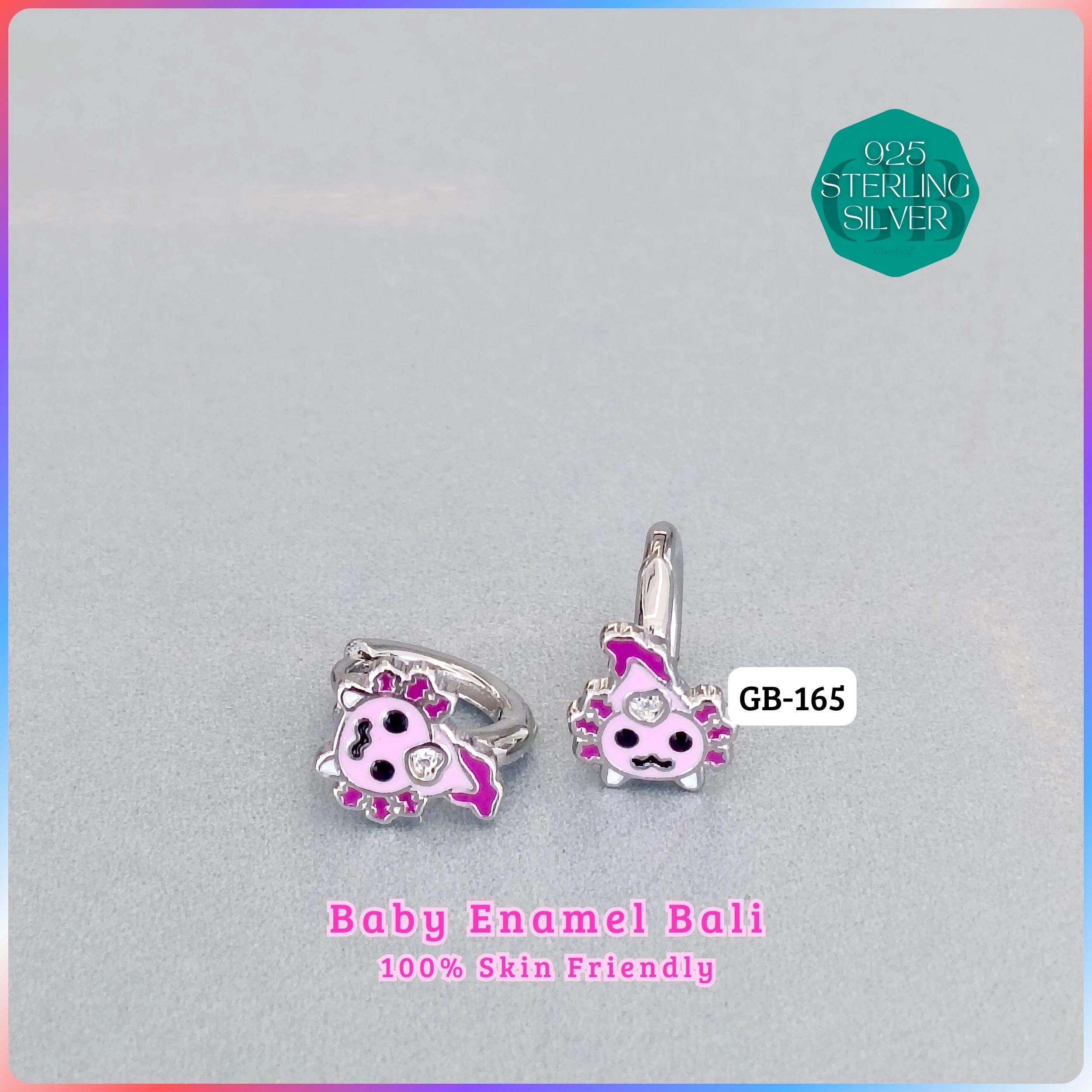 BABY ENAMEL BALI - Premium 925 Silver Jewellery - SKU: GB-165-019 - Hyderabad Silver Importers