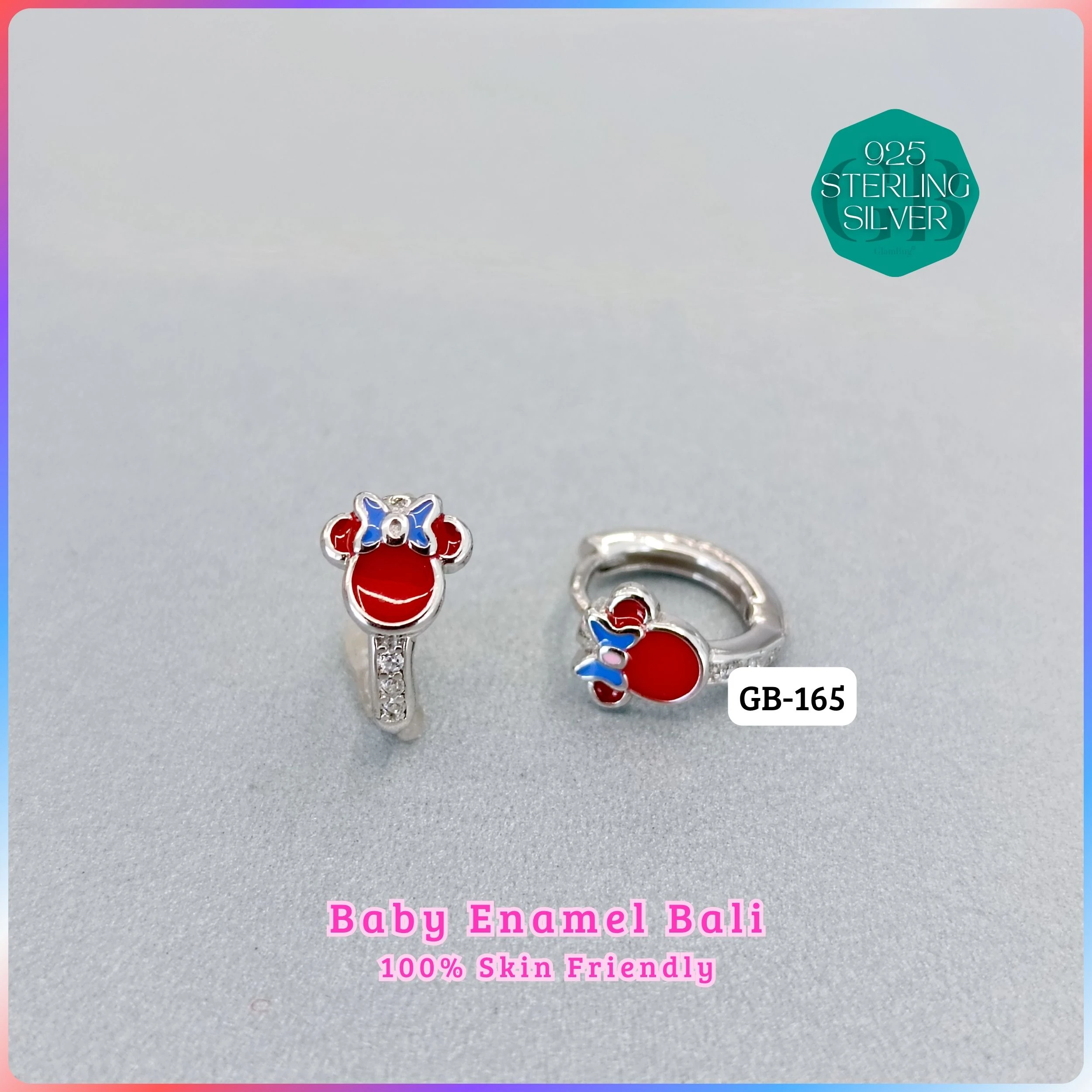 BABY ENAMEL BALI - Premium 925 Silver Jewellery - SKU: GB-165-024 - Hyderabad Silver Importers